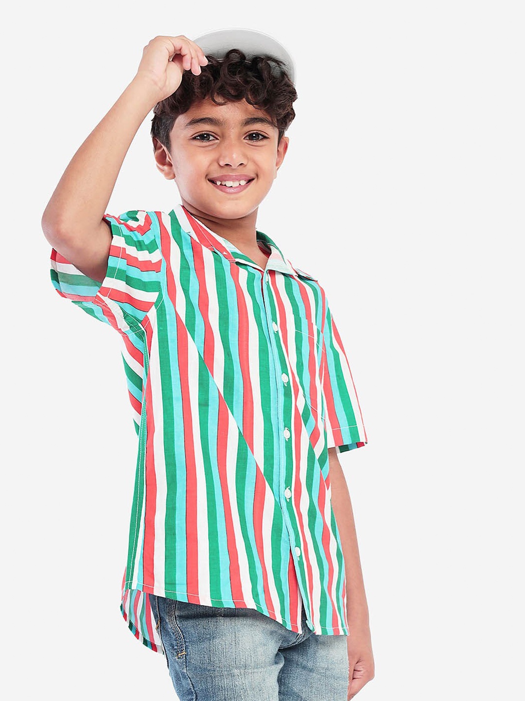 

BONKIDS Boys Standard Stripes Opaque Striped Cotton Casual Shirt, Multi