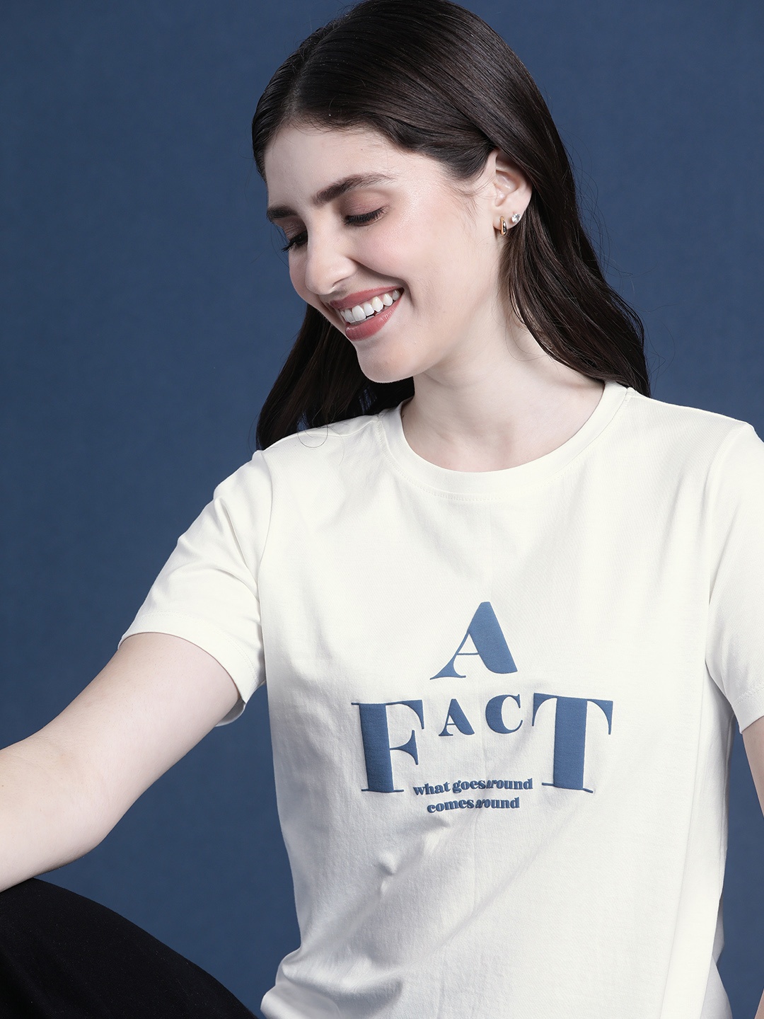 

Mast & Harbour Typography Printed Pure Cotton T-shirt, White