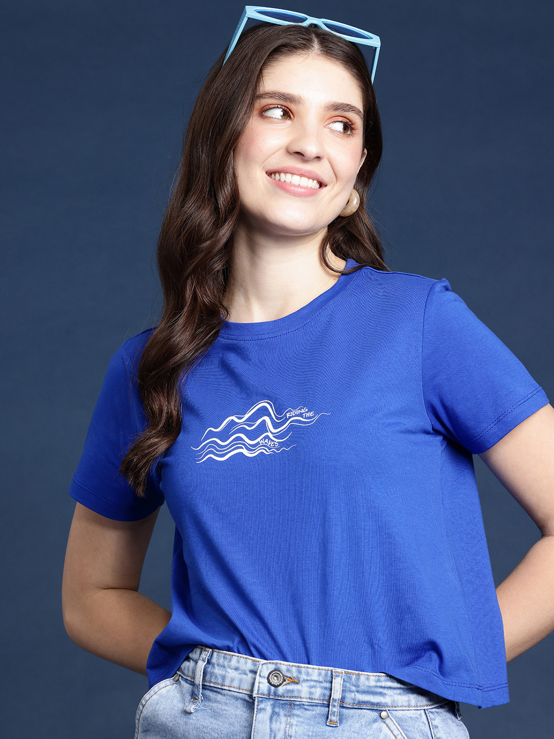 

Mast & Harbour Printed Pure Cotton T-shirt, Blue