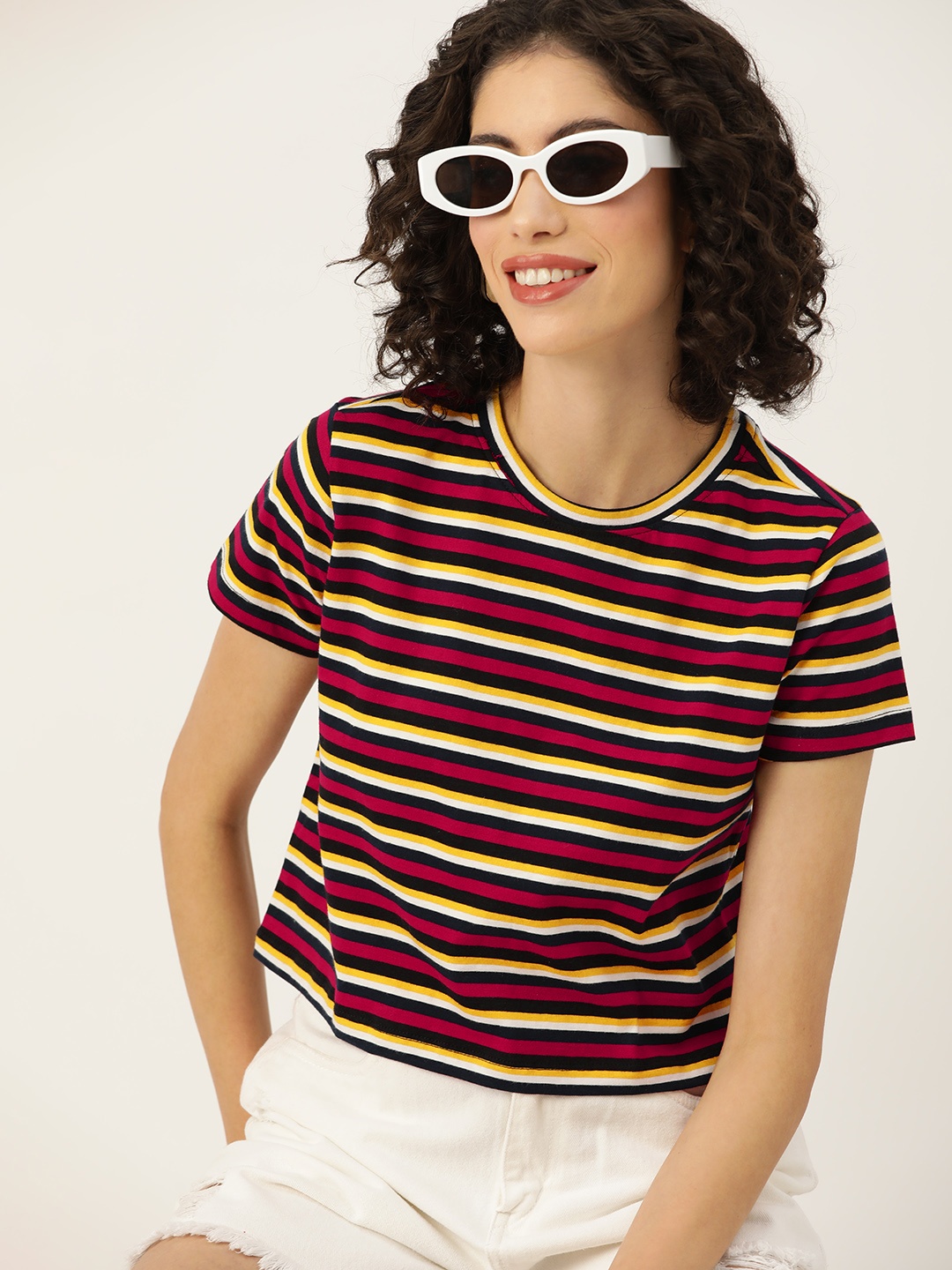 

Mast & Harbour Striped Cotton T-shirt, Red