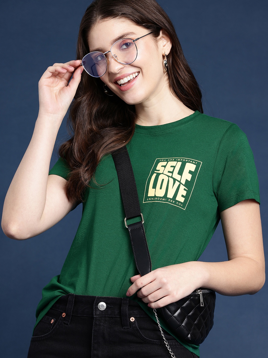 

Mast & Harbour Typography Printed Pure Cotton T-shirt, Green