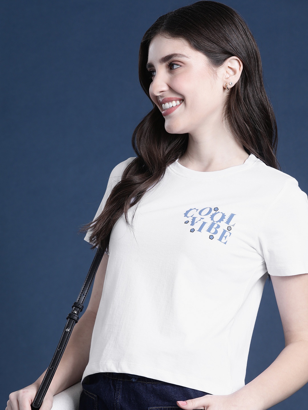

Mast & Harbour Pure Cotton Typography Printed Casual T-shirt, White