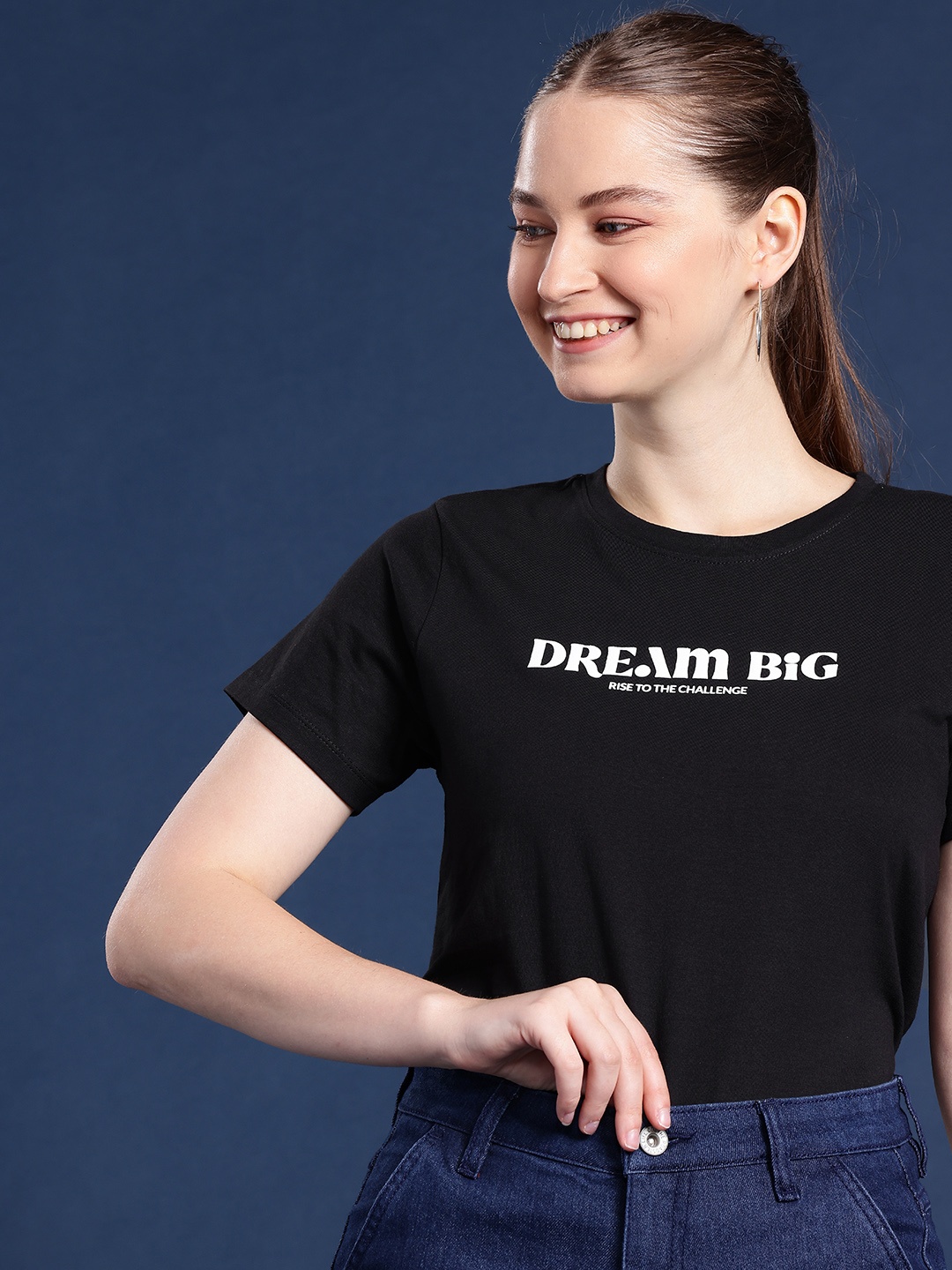 

Mast & Harbour Typography Printed Pure Cotton T-shirt, Black