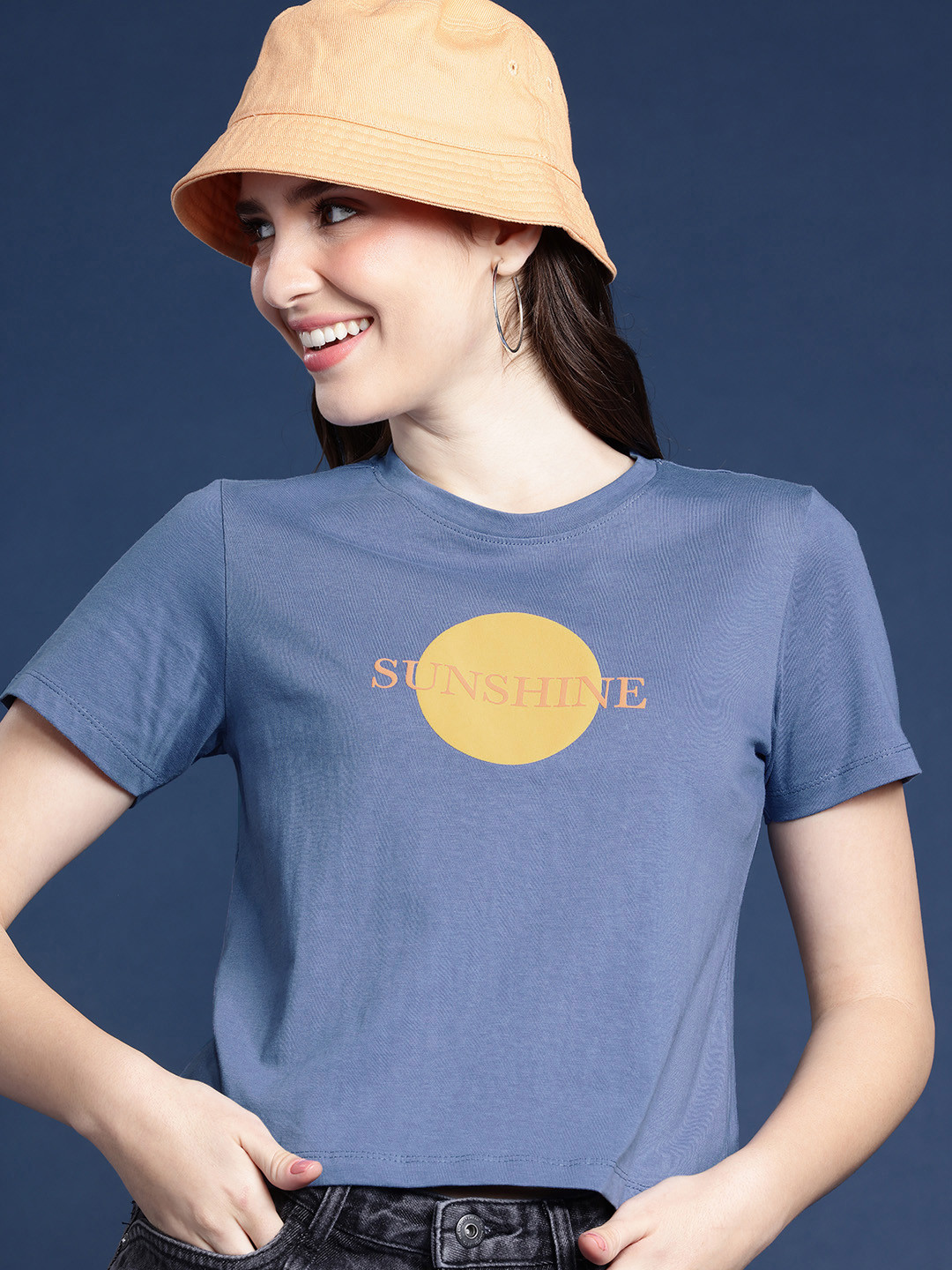 

Mast & Harbour Typography Printed Pure Cotton T-shirt, Blue