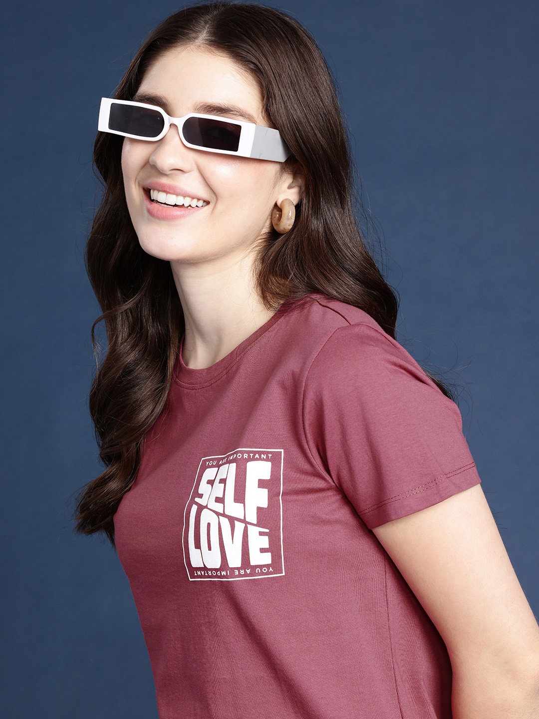 

Mast & Harbour Typography Printed Pure Cotton T-shirt, Rose