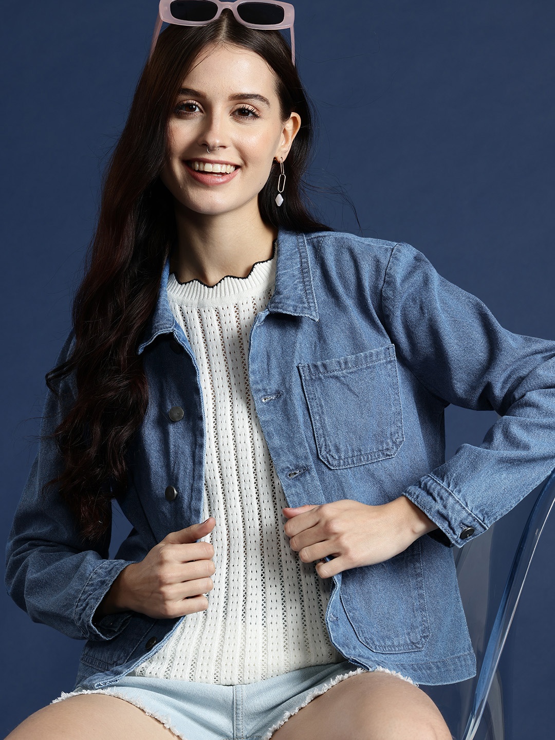 

Mast & Harbour Pocket Detail Denim Jacket, Blue