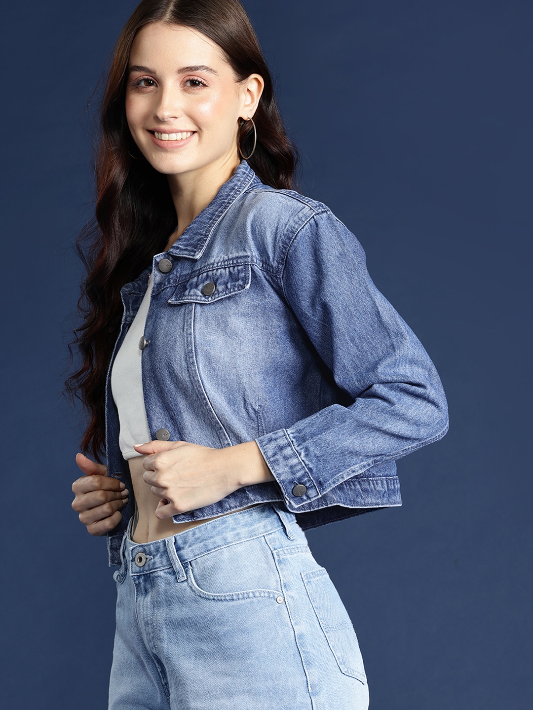 

Mast & Harbour Pure Cotton Denim Jacket, Blue