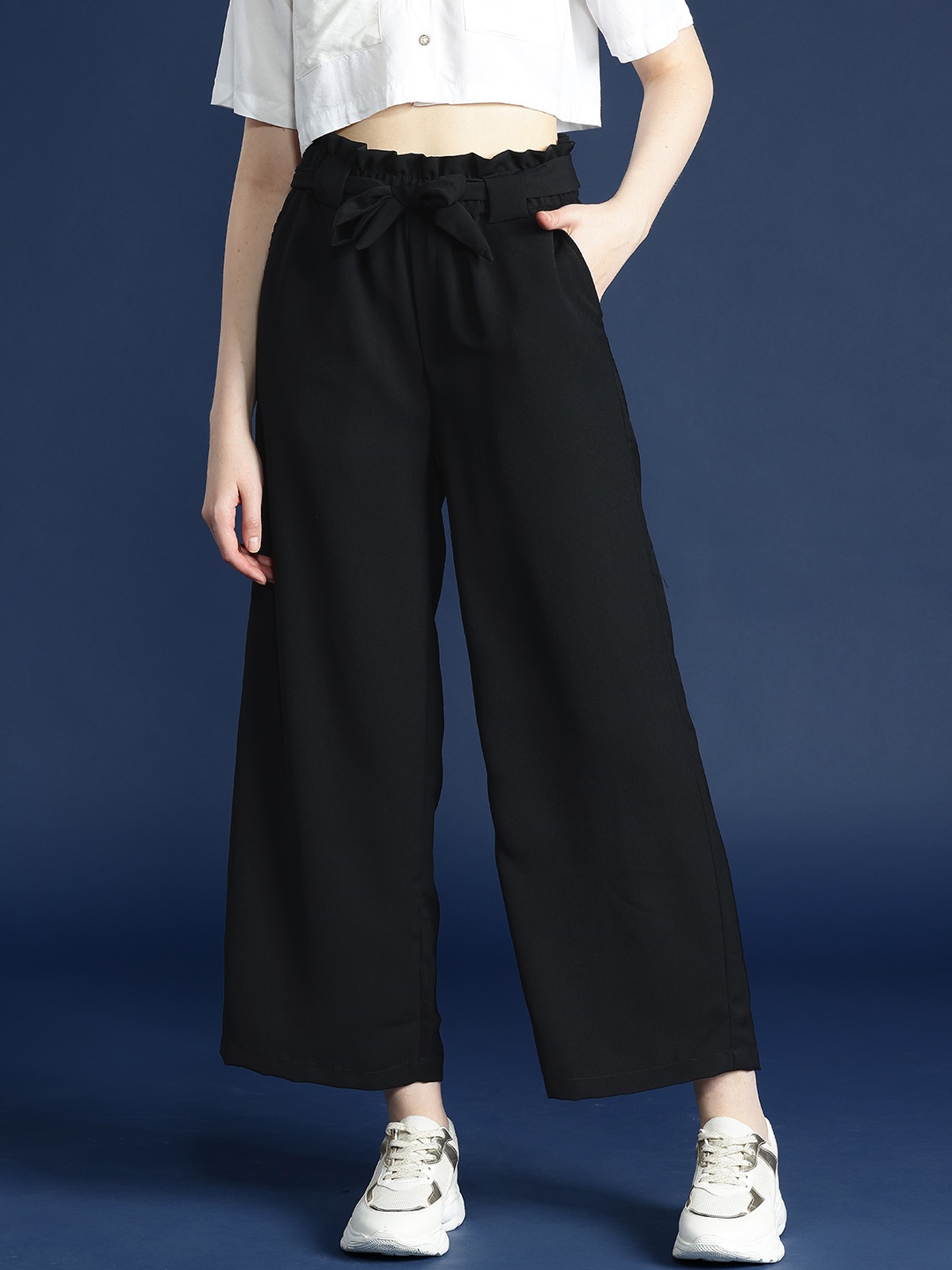 

Mast & Harbour Belted Parallel Trousers, Black