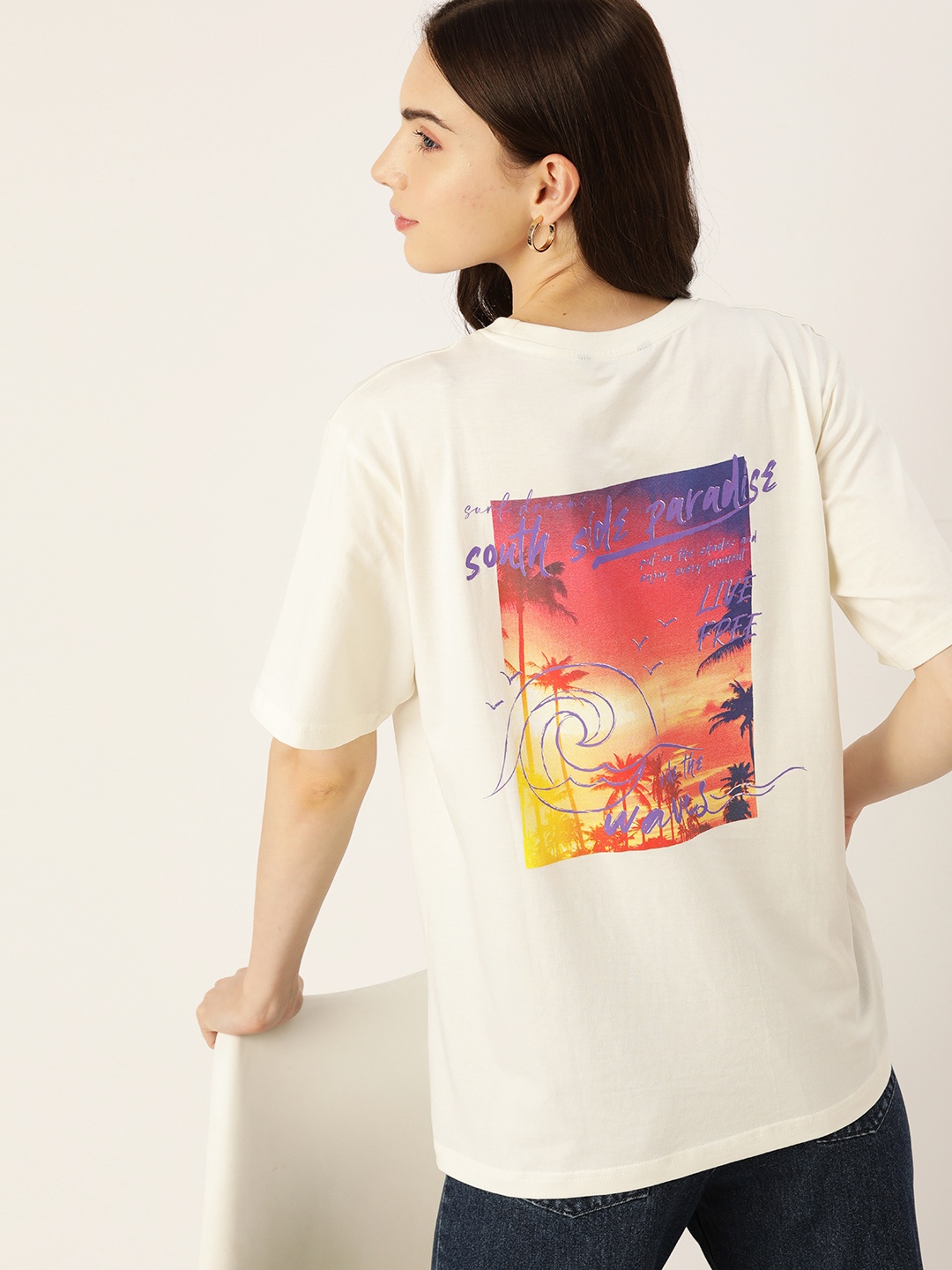 

DressBerry Women Graphic Printed Loose T-shirt, White