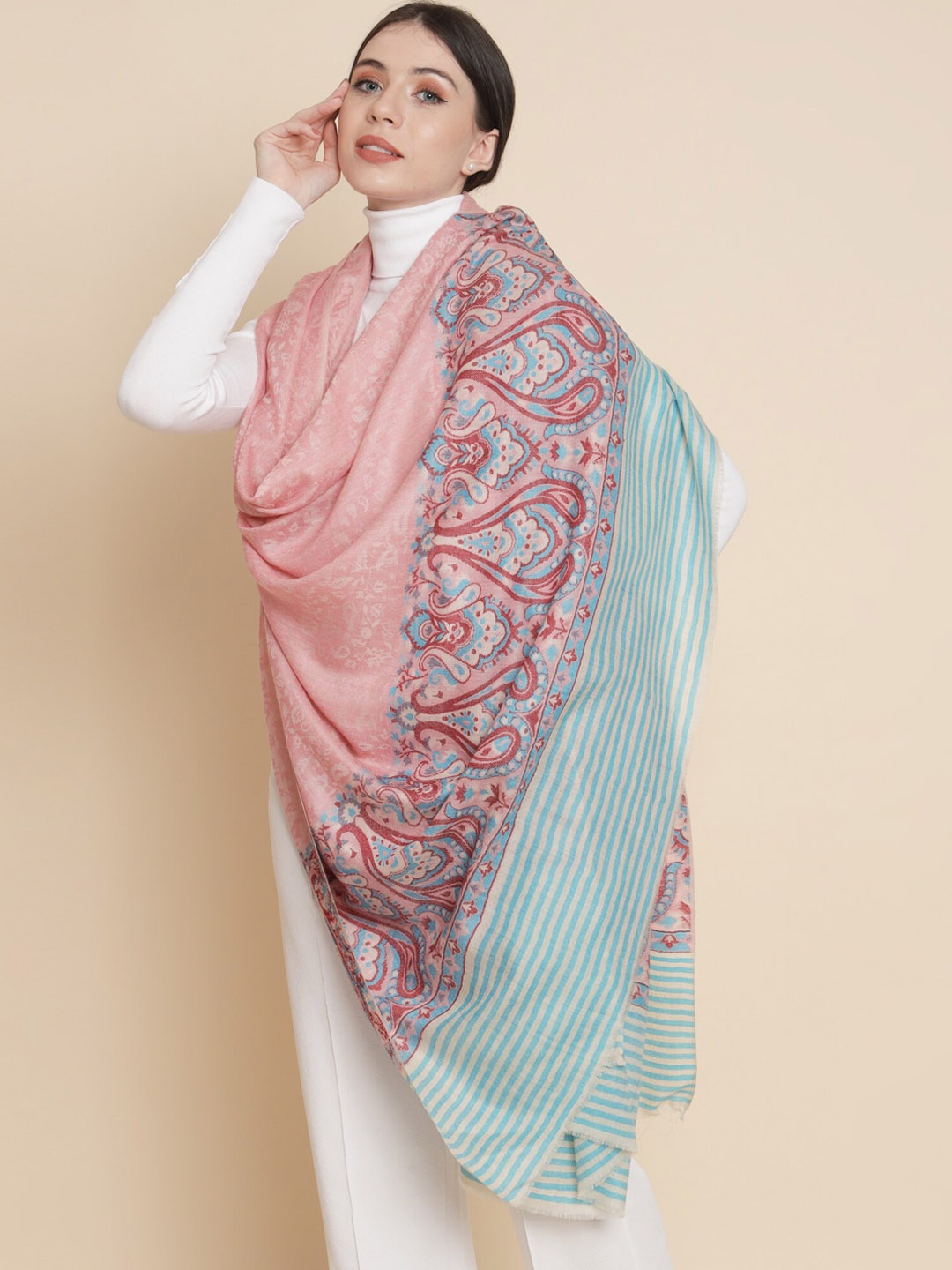 

Pashtush Ethnic Motif Printed Shawl, Pink