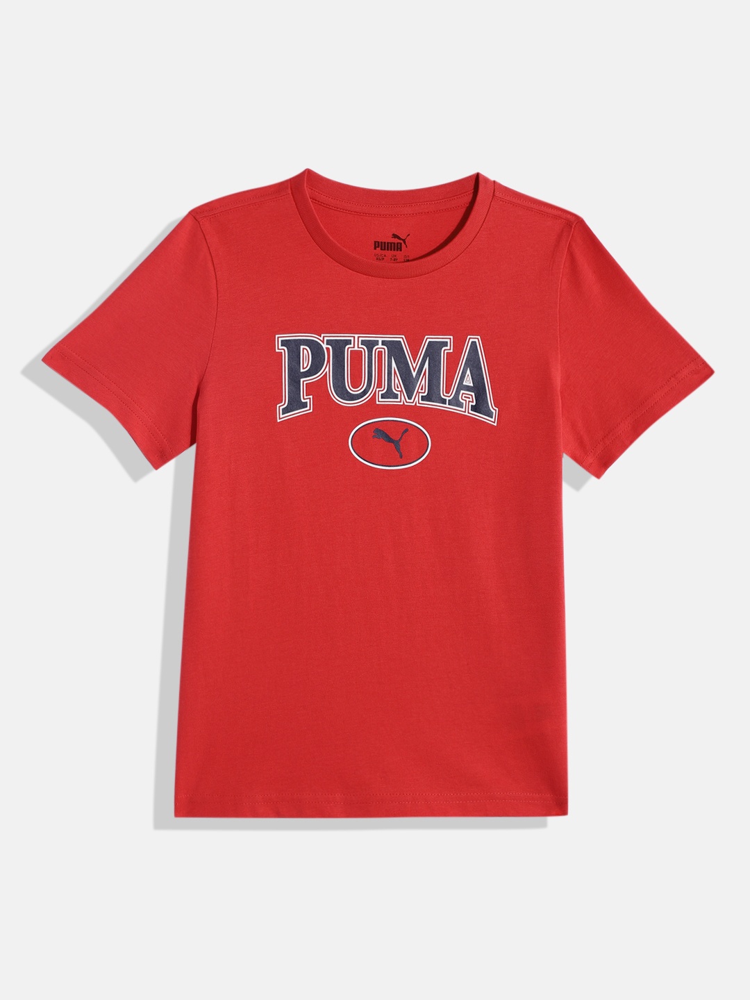 

Puma Boys Brand Logo Printed Pure Cotton Squad T-shirt, Red