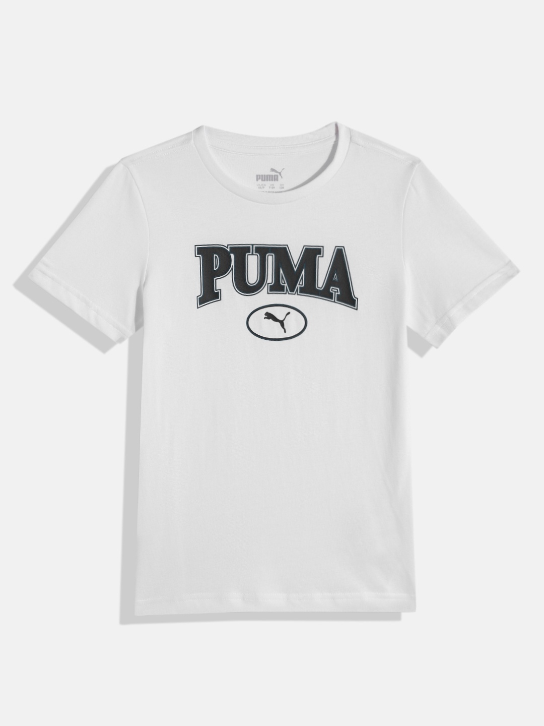 

Puma Boys Brand Logo Printed Pure Cotton Squad T-shirt, White