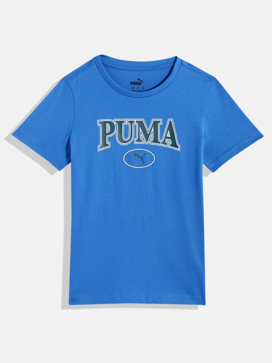 

Puma Boys Brand Logo Printed Pure Cotton Squad T-shirt, Blue