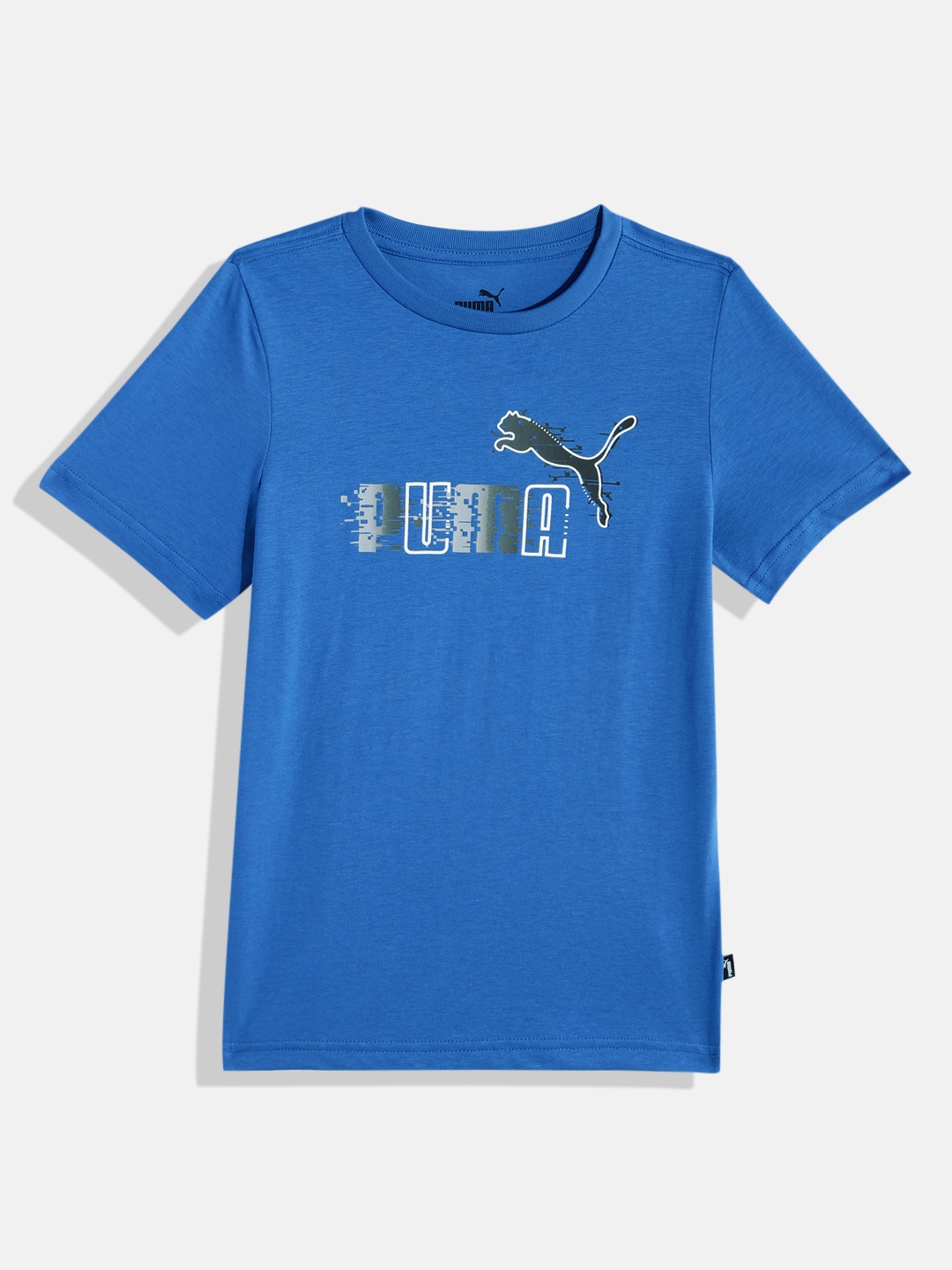 

Puma Boys Brand Logo Printed Pure Cotton ESS+ FUTUREVERSE T-shirt, Blue