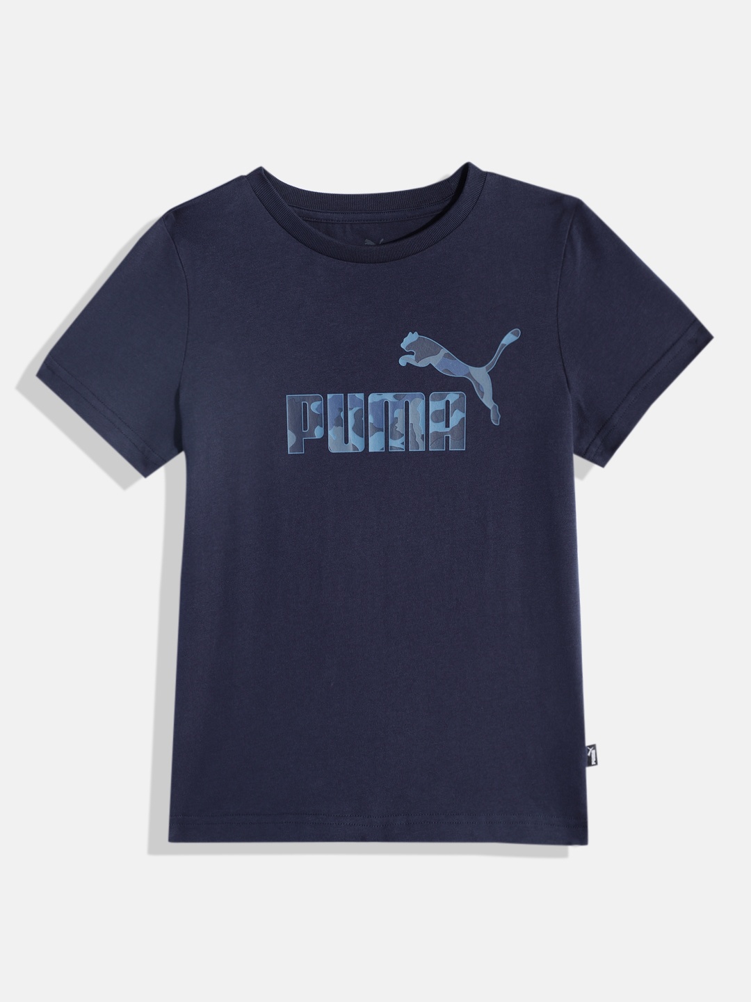 

Puma Boys Brand Logo Printed Pure Cotton ESS+ CAMO T-shirt, Navy blue