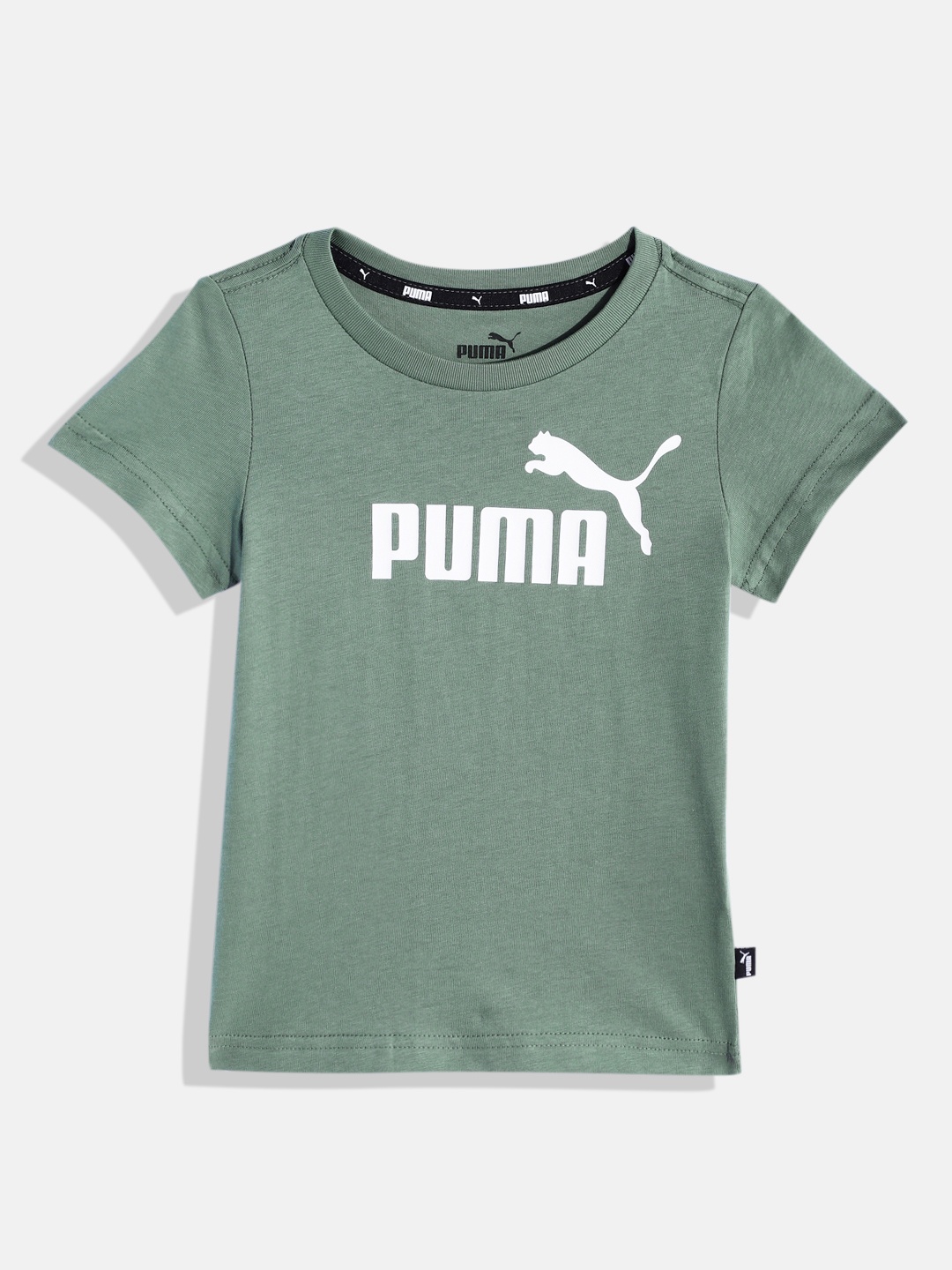 

Puma Boys Brand Logo Printed Pure Cotton ESS T-shirt, Green