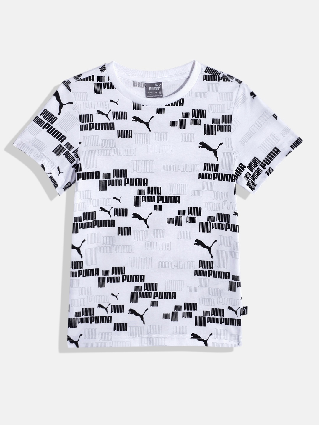 

Puma Boys Brand Logo Printed Pure Cotton ESS+ T-shirt, White