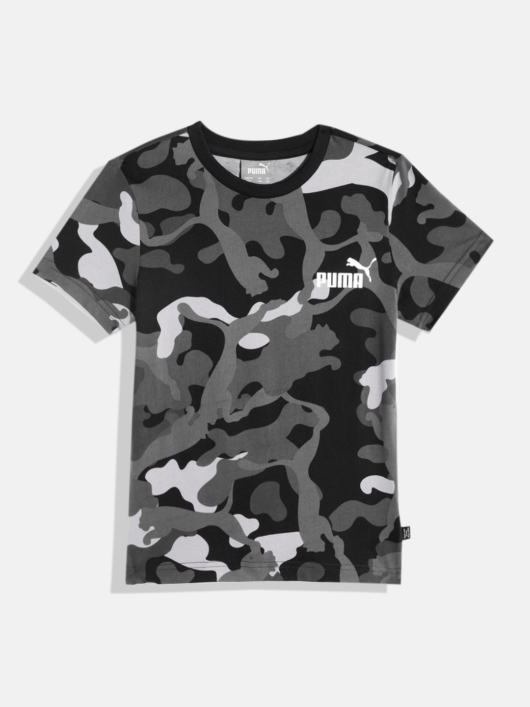 

Puma Boys Camouflaged Pure Cotton ESS+ T-shirt, Black