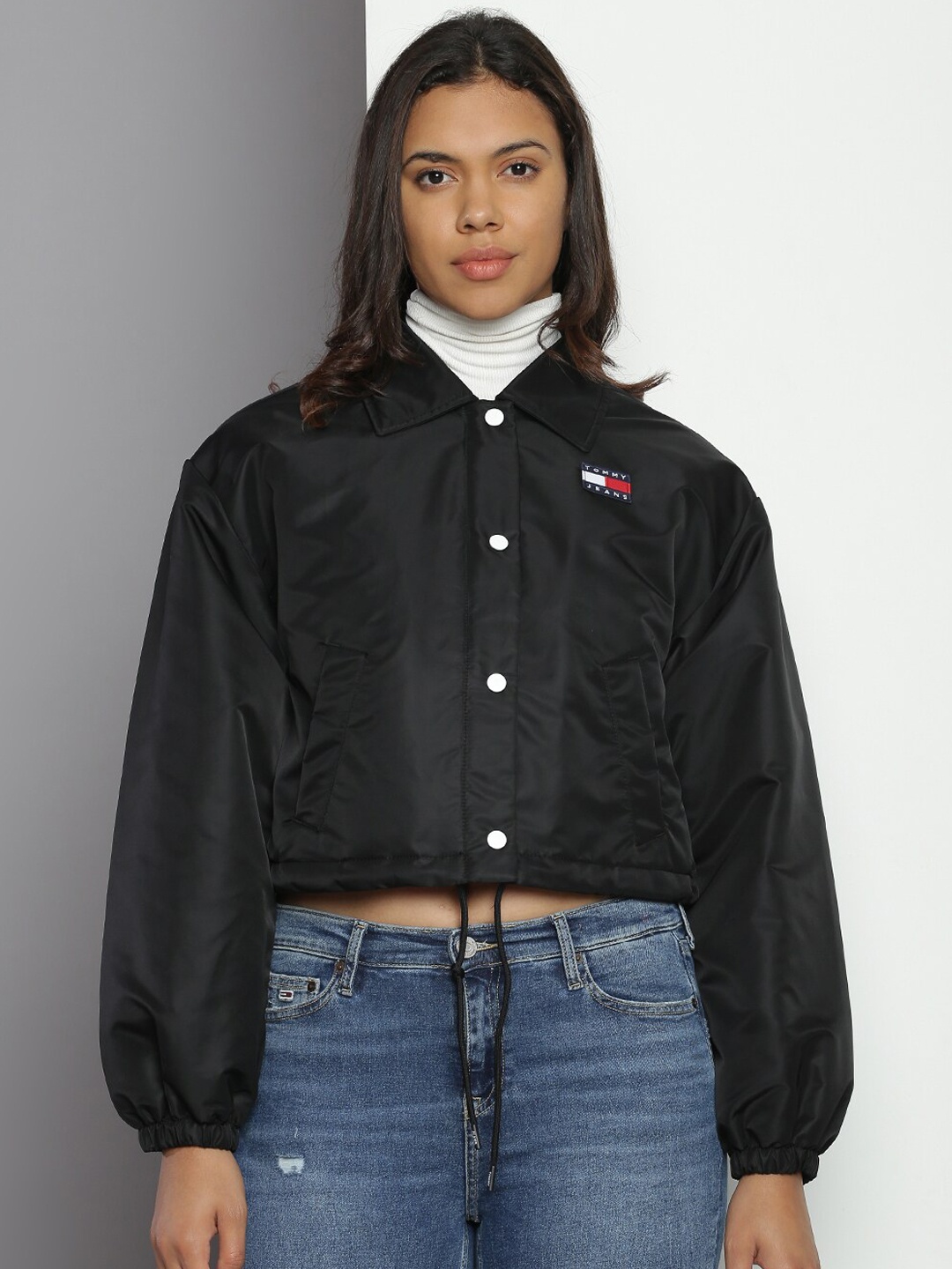 

Tommy Hilfiger Spread Collar Crop Tailored Jacket, Black