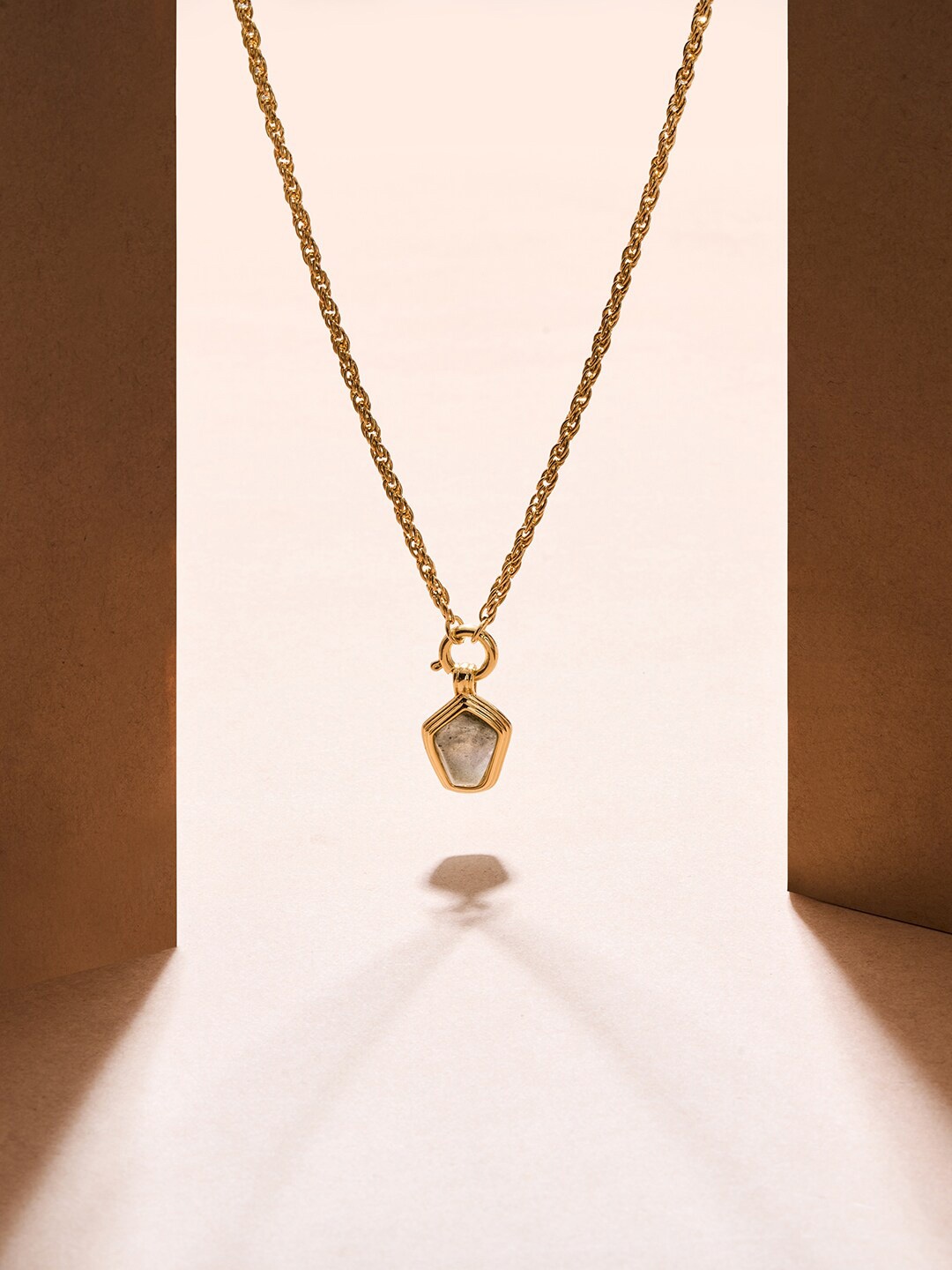 

Accessorize 14K Gold Plated Gold Z Healing Stone Rope Chain Pendant Necklace