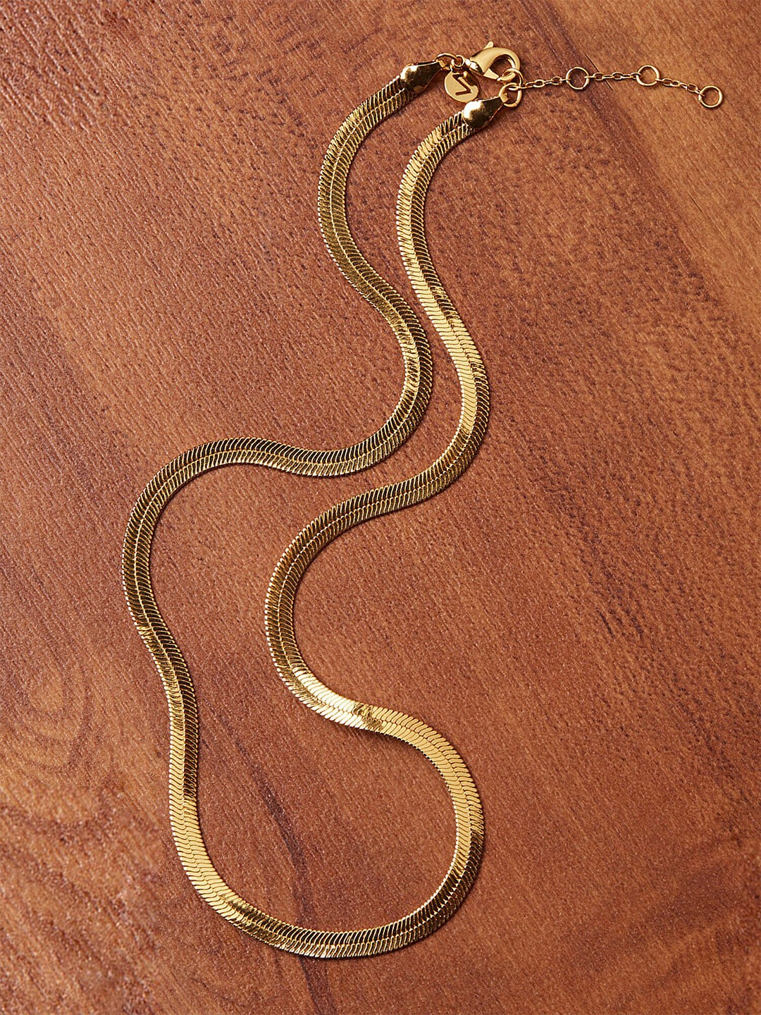 

Accessorize 14K Gold Plated Gold Z Chunky Omega Herringbone Necklace