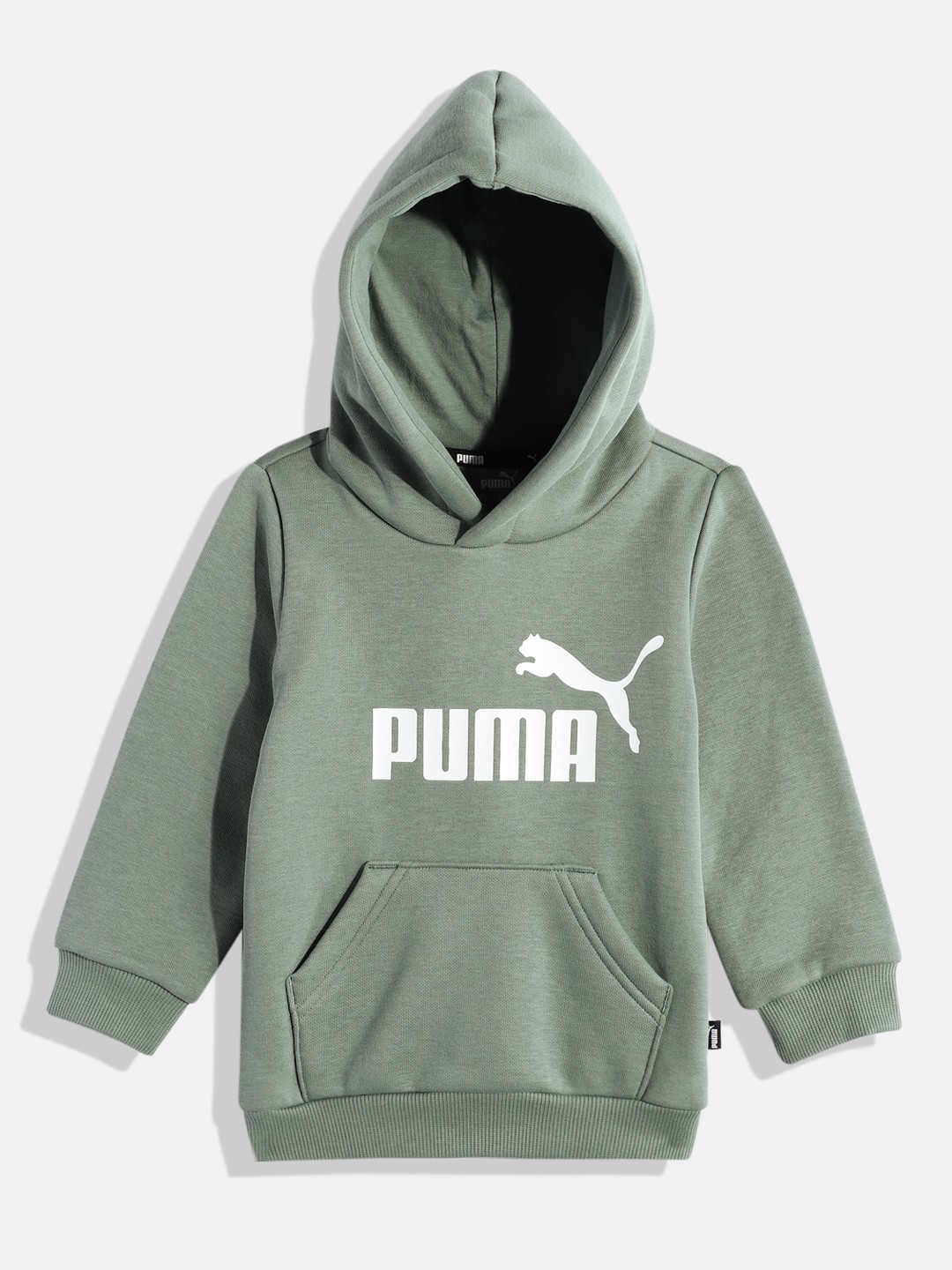 

Puma Boys Brand Logo Printed Hooded Sweatshirt, Green