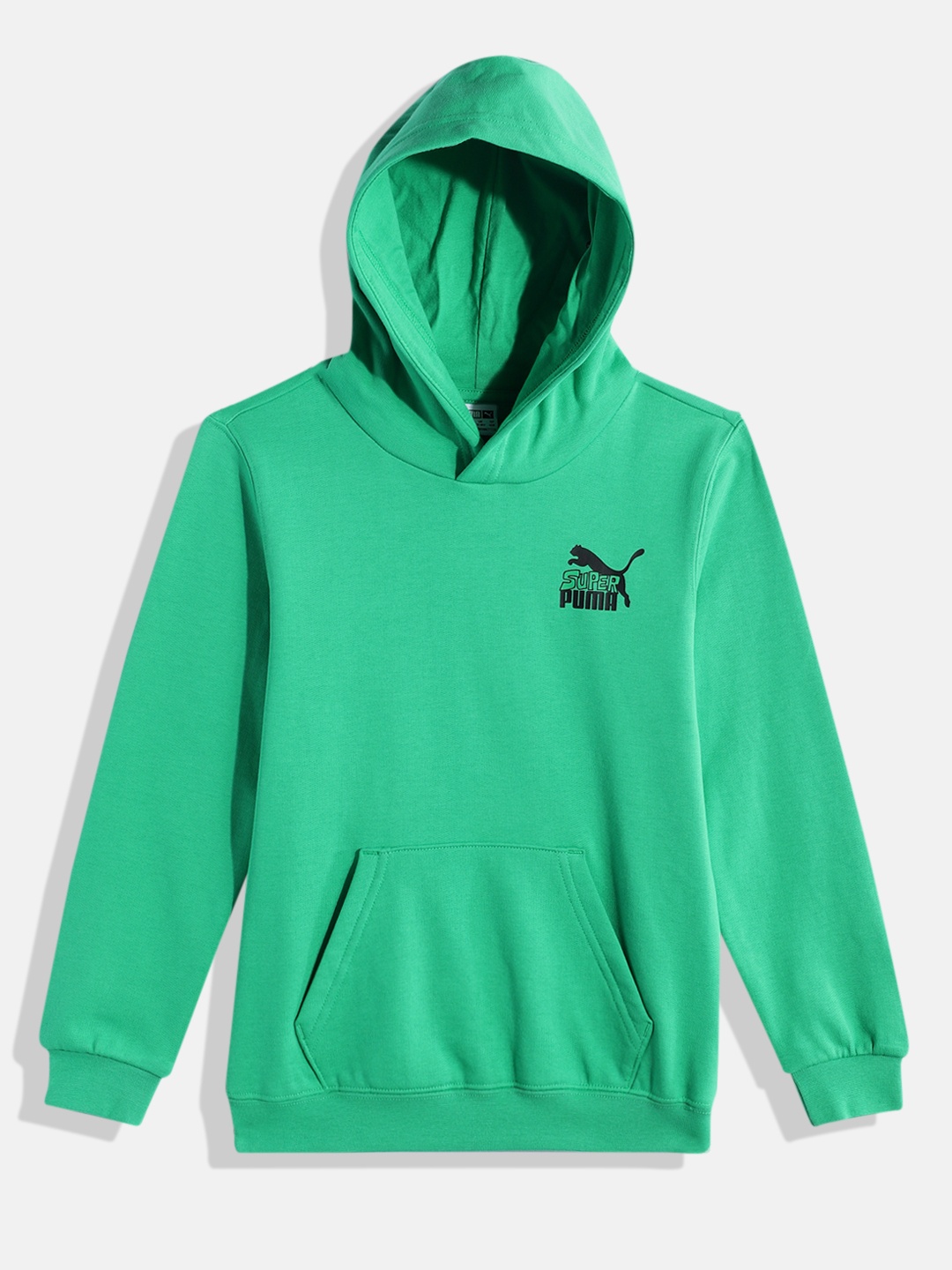 

Puma Boys Printed Hooded Pure Cotton Sweatshirt, Green