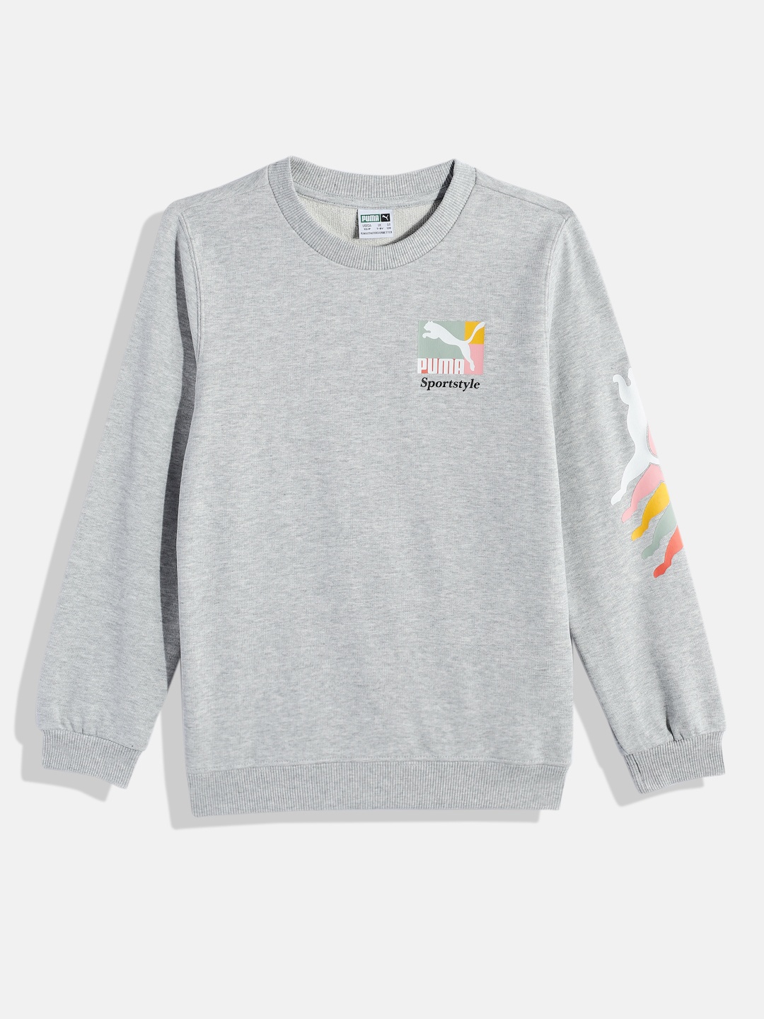 

Puma Boys Pure Cotton Sweatshirt, Grey melange
