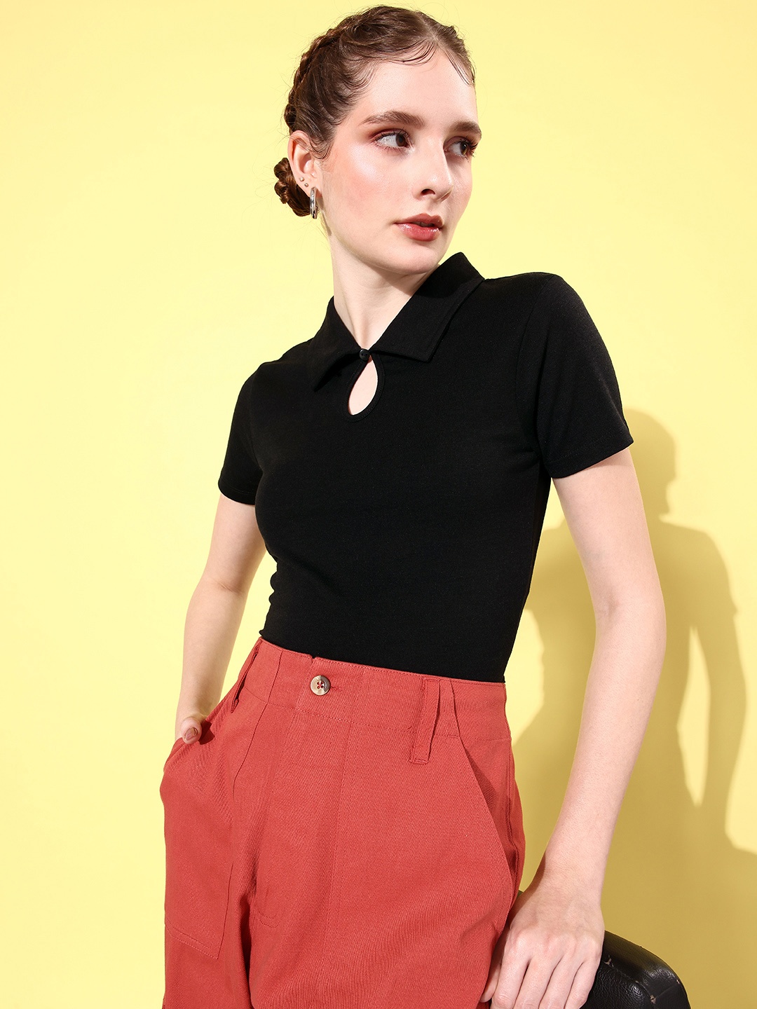 

Mast & Harbour Solid Short Sleeves Polo Collar T-shirt, Black