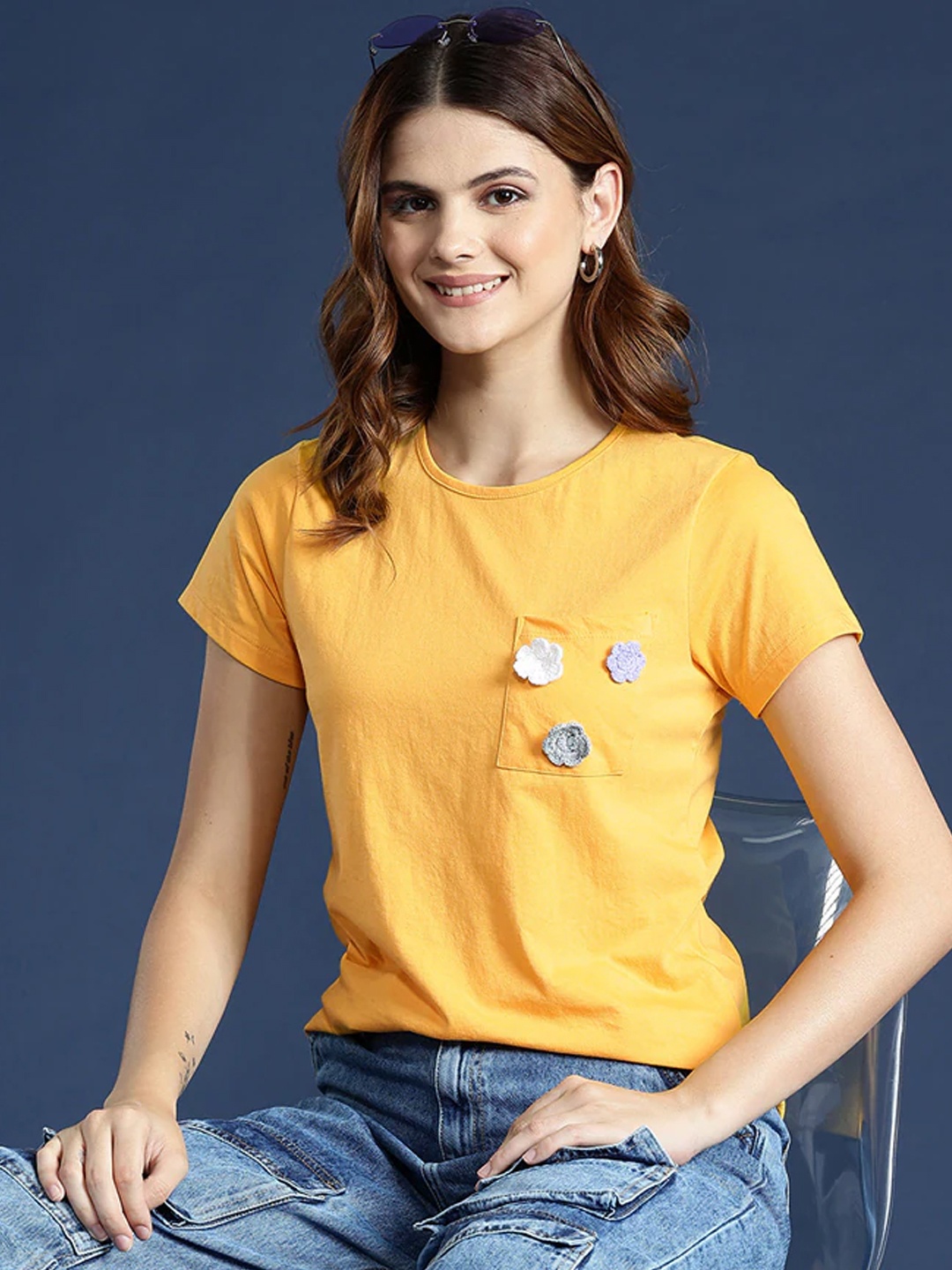 

Mast & Harbour Pocket Applique T-shirt, Yellow