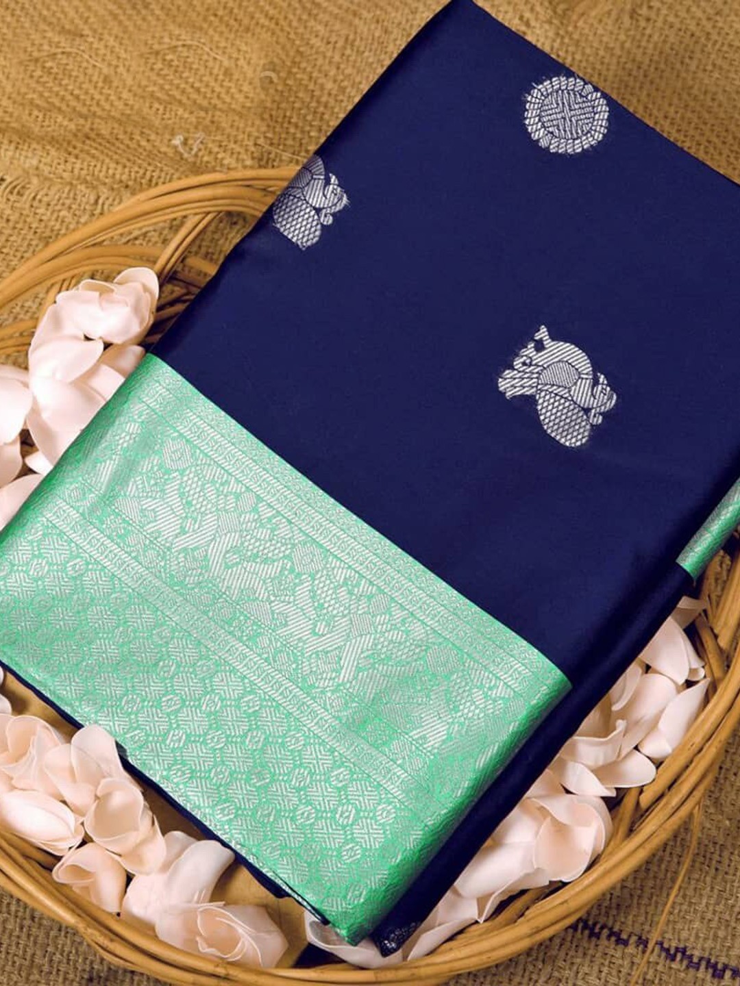 

KALINI Ethnic Motifs Woven Design Zari Banarasi Saree, Blue