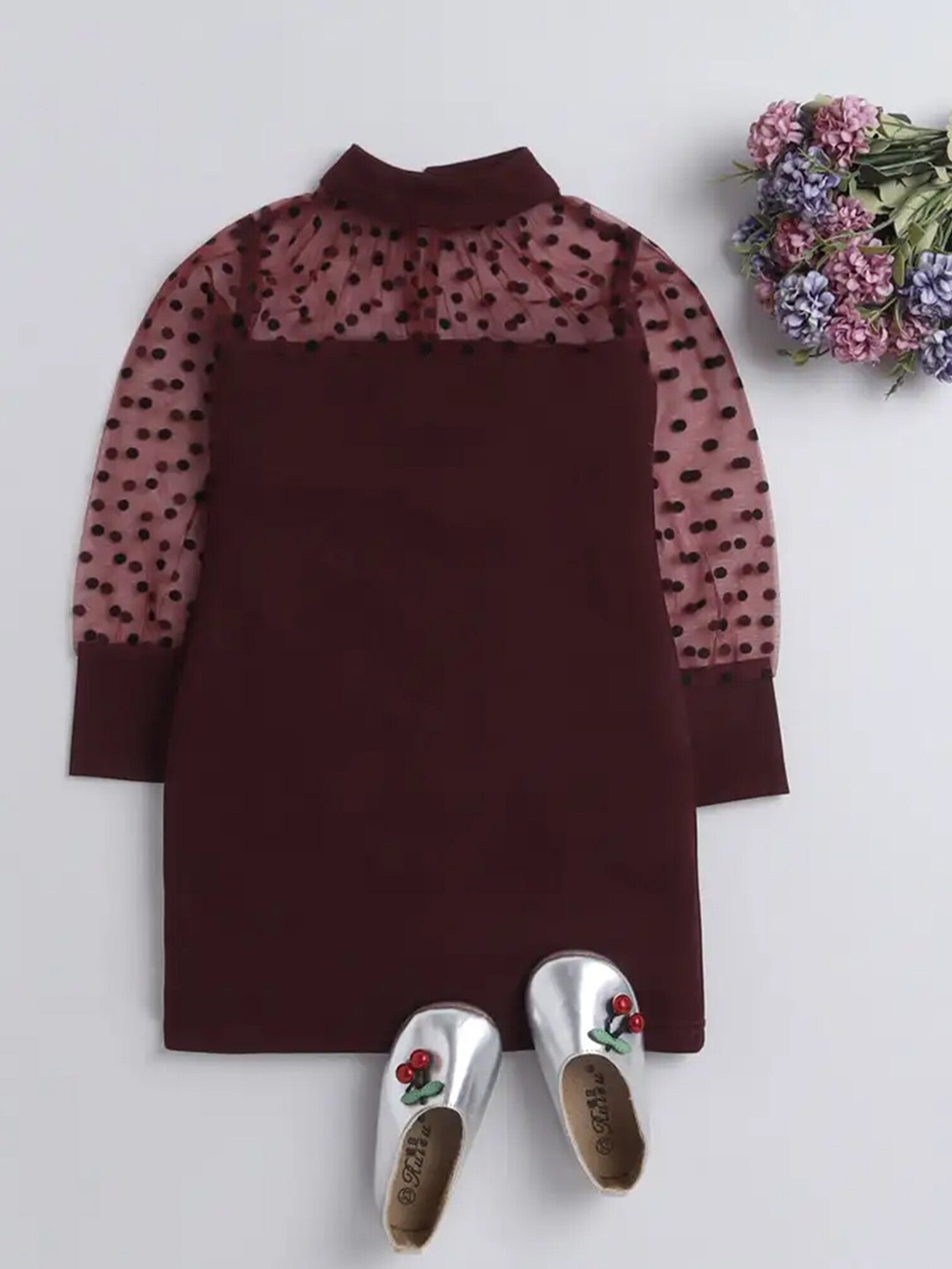

ADDYVERO Round Neck A-Line Dress, Maroon