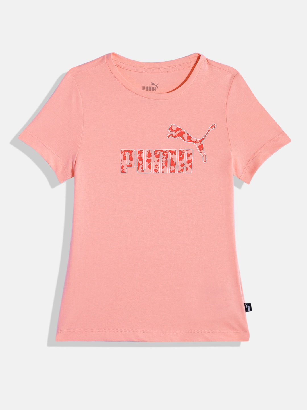 

Puma Girls Brand Logo Printed ESS Pure Cotton T-shirt, Pink