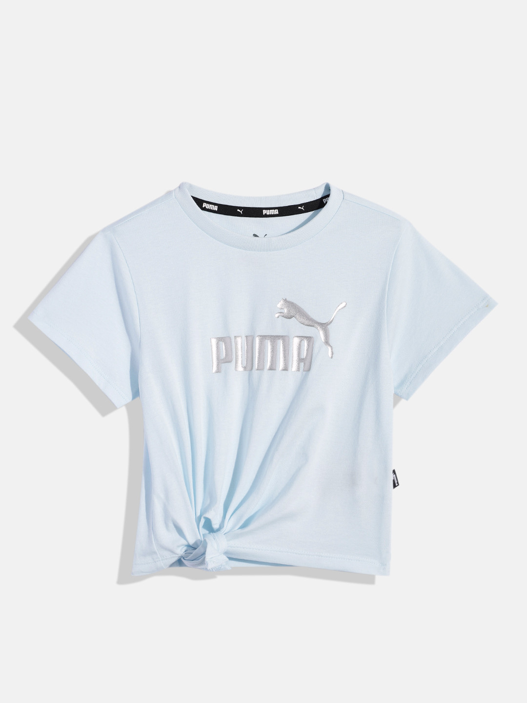 

Puma Girls Essential Brand Logo Printed T-shirt, Blue