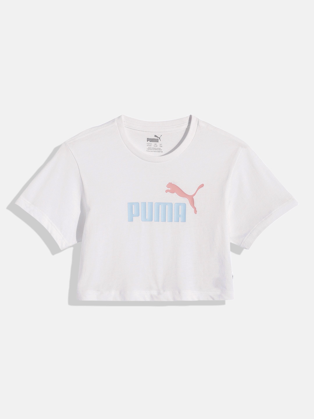 

Puma Girls Brand Logo Printed Pure Cotton Cropped T-shirt, White