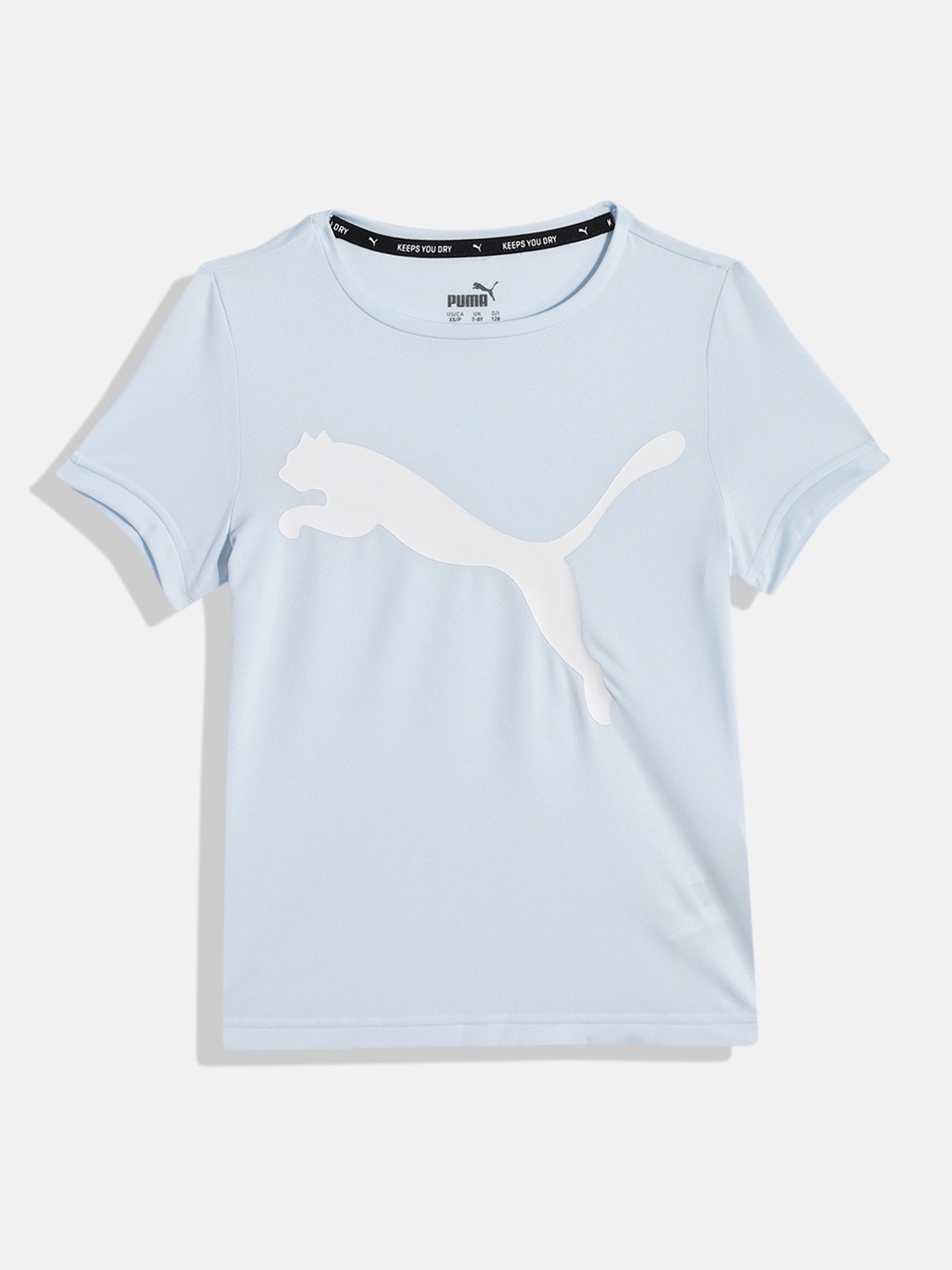 

Puma Girls Brand Logo Print Active DryCell Outdoor Sports T-Shirt, Blue