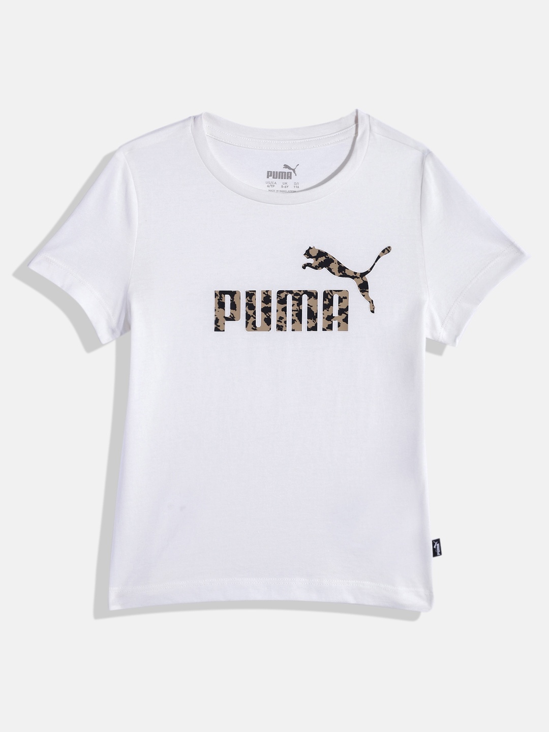 

Puma Girls Brand Logo Printed Pure Cotton ESS+ T-shirt, White