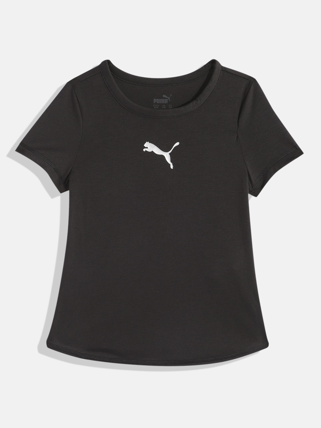 

Puma Girls Marbleized Brand Logo Printed T-shirt, Black