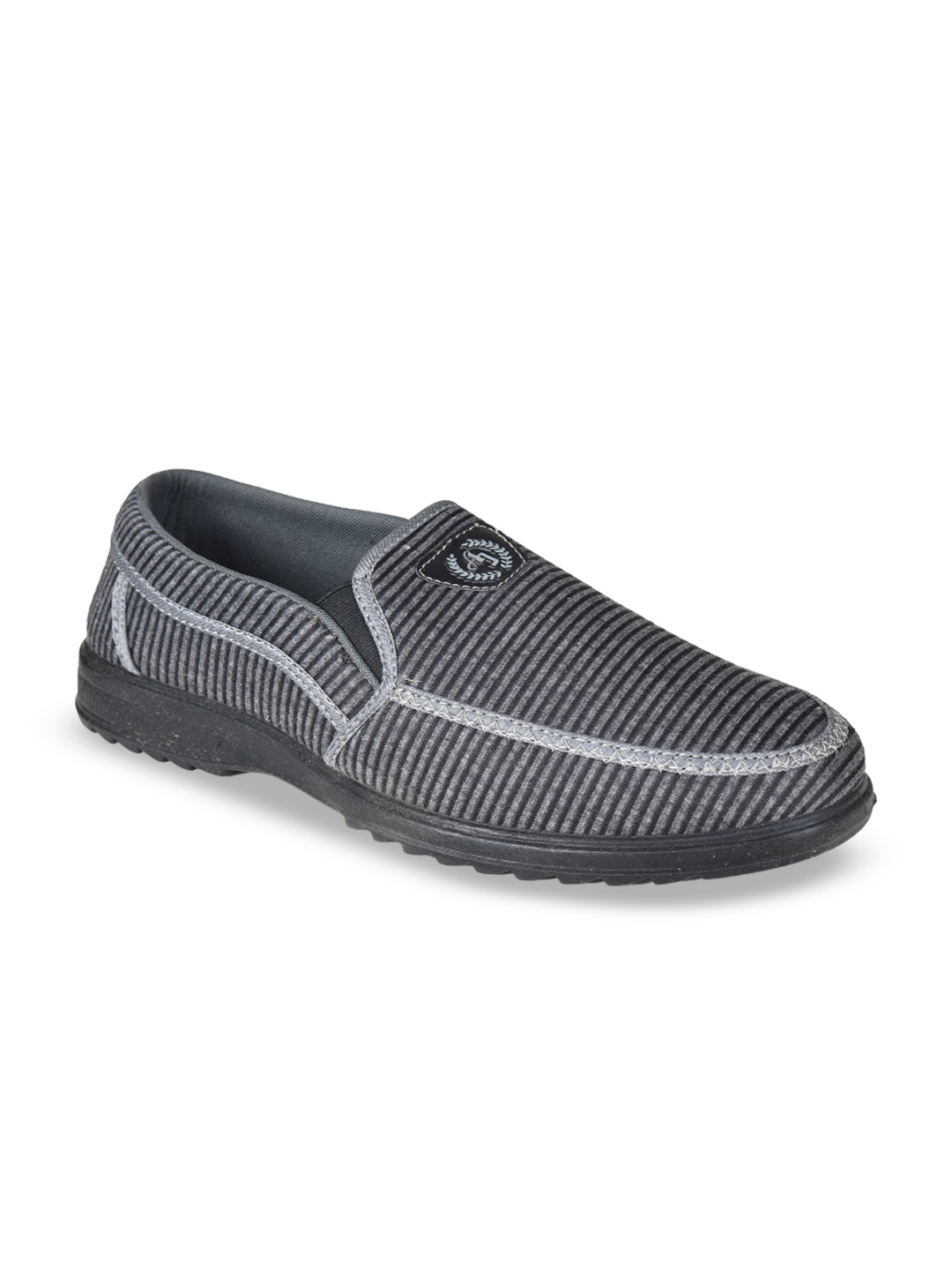 

Ajanta Men Striped Lightweight Slip-On Sneakers, Grey