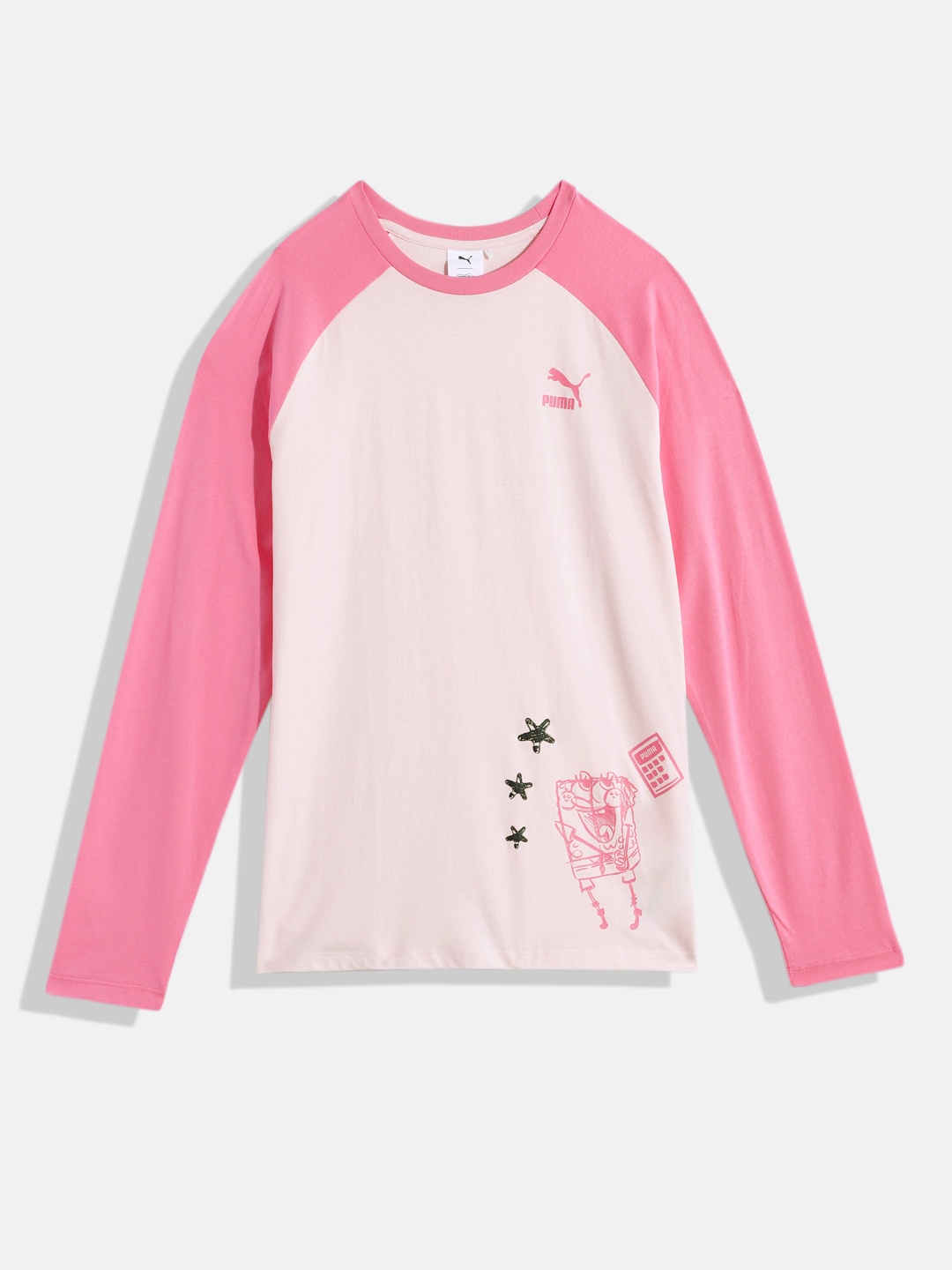 

PUMA x SPONGEBOB SQUAREPANTS Kids Colourblocked Pure Cotton T-shirt, Pink