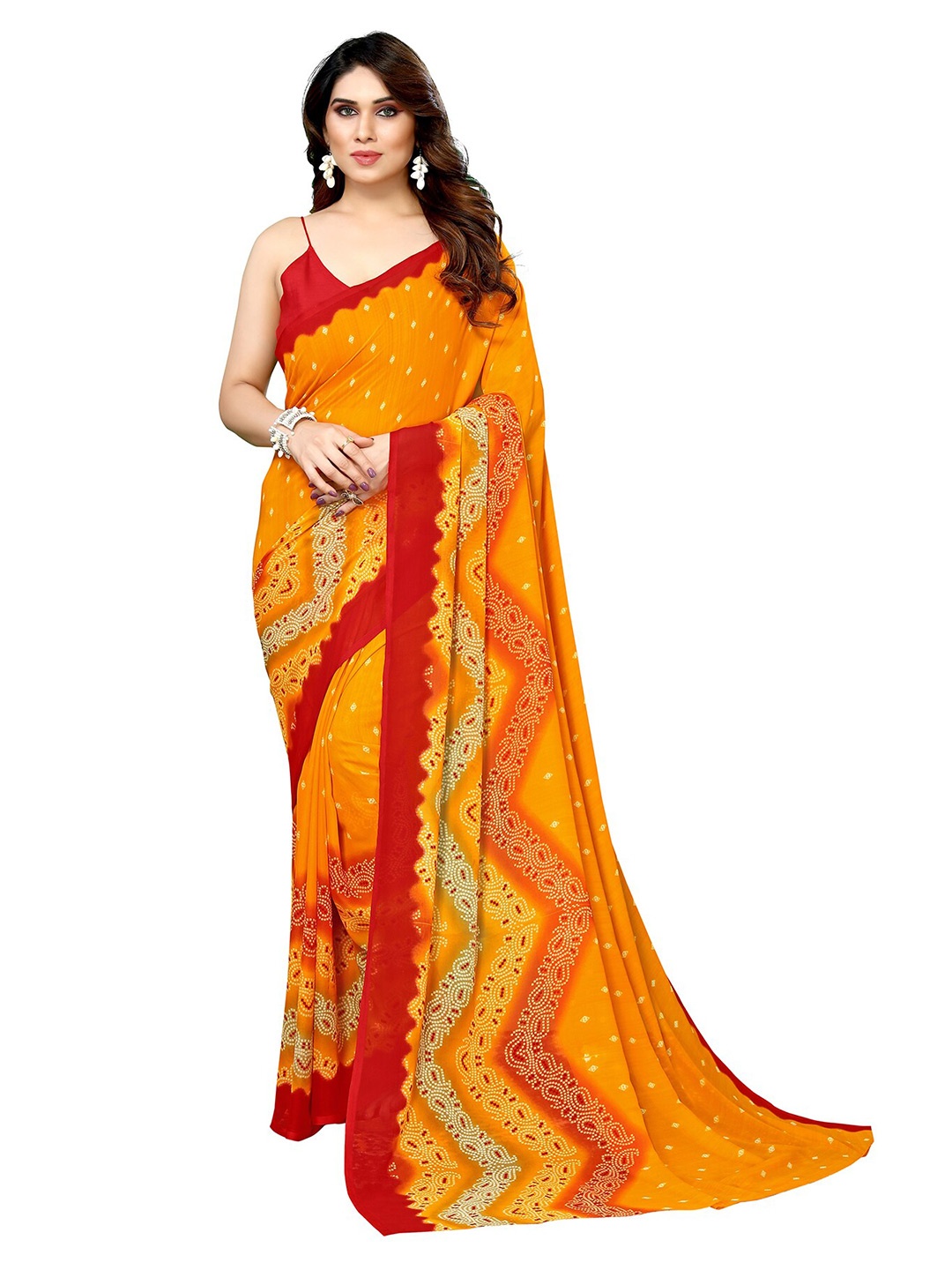 

ANAND SAREES Paisley Printed Pure Georgette Saree, Yellow