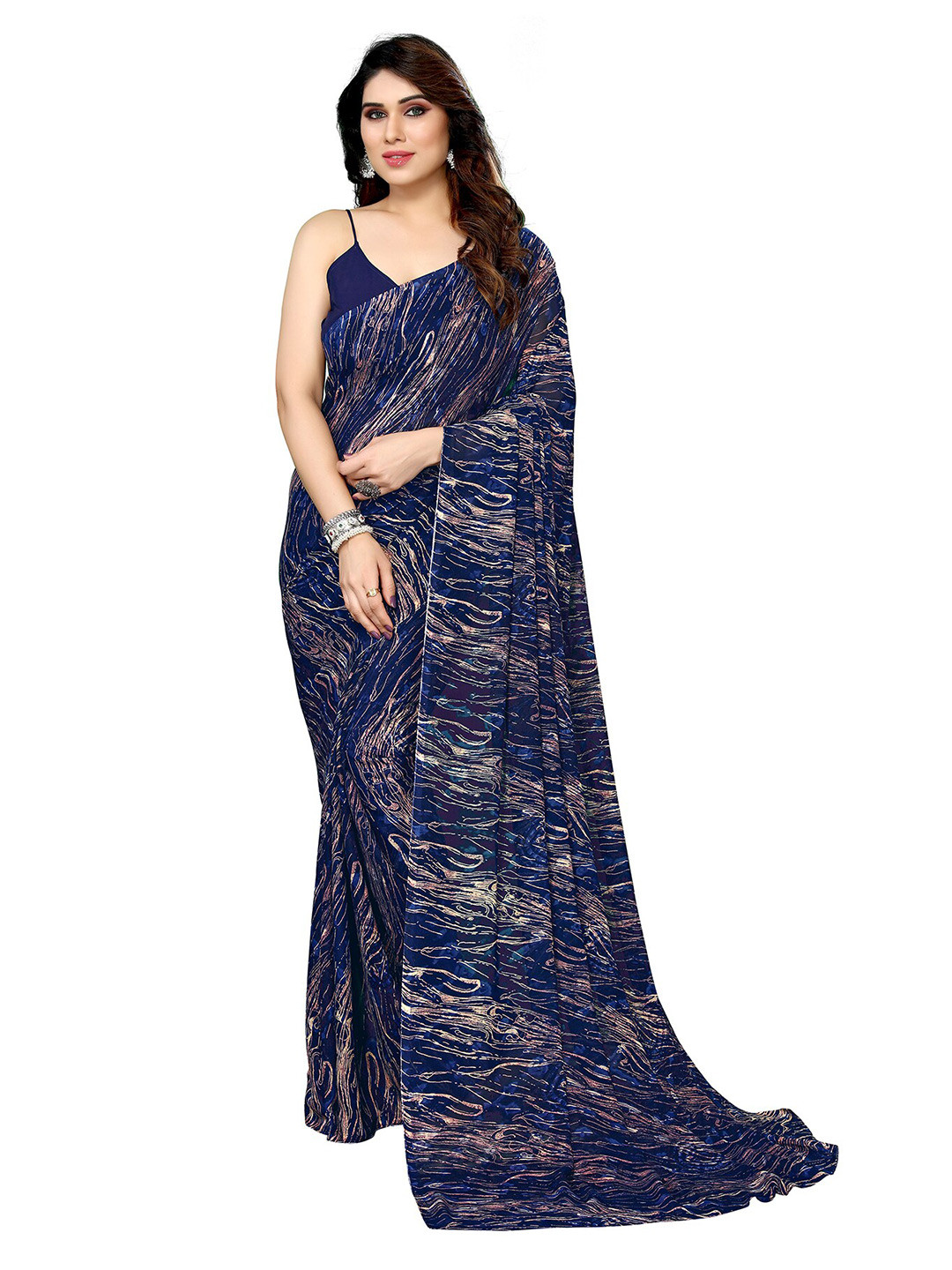

ANAND SAREES Pure Georgette Saree, Blue