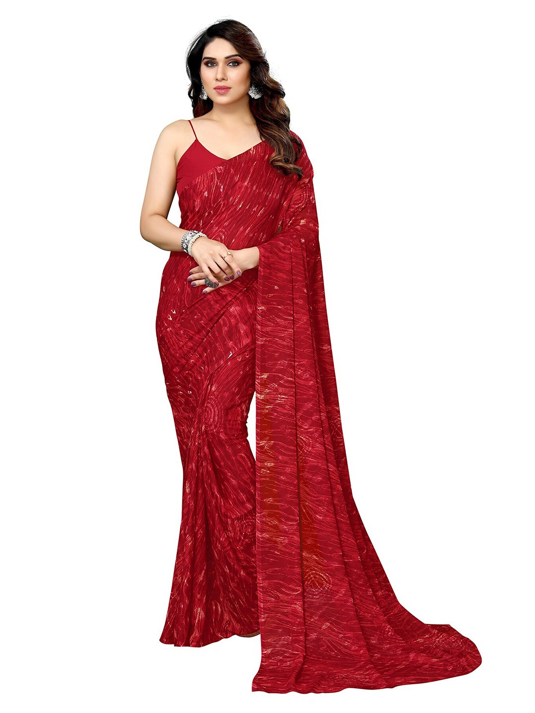 

ANAND SAREES Pure Georgette Saree, Red