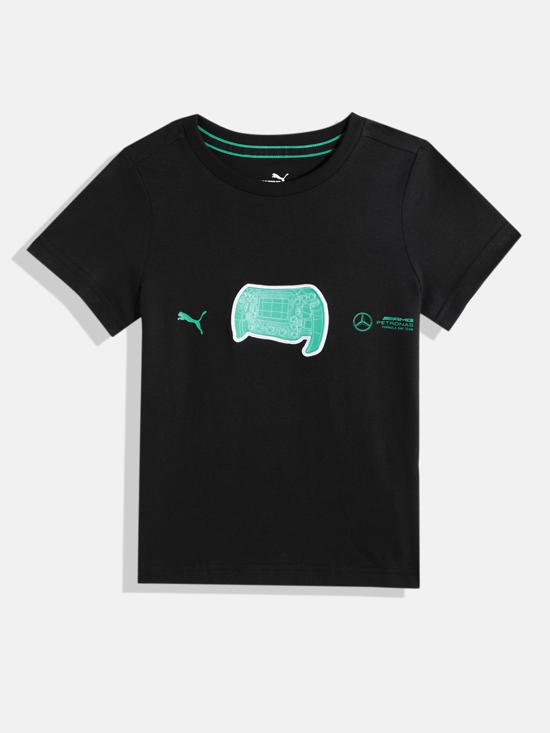 

PUMA Motorsport Kids Mercedes AMG Petronas Pure Cotton Applique T-shirt, Black