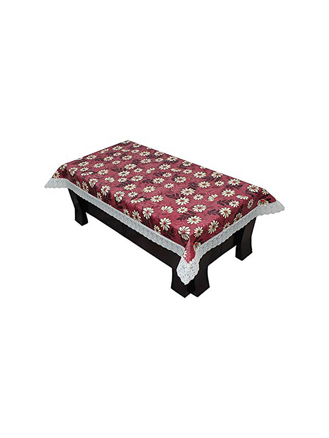 

Dakshya Industries Printed Plastic Table Cover, Maroon