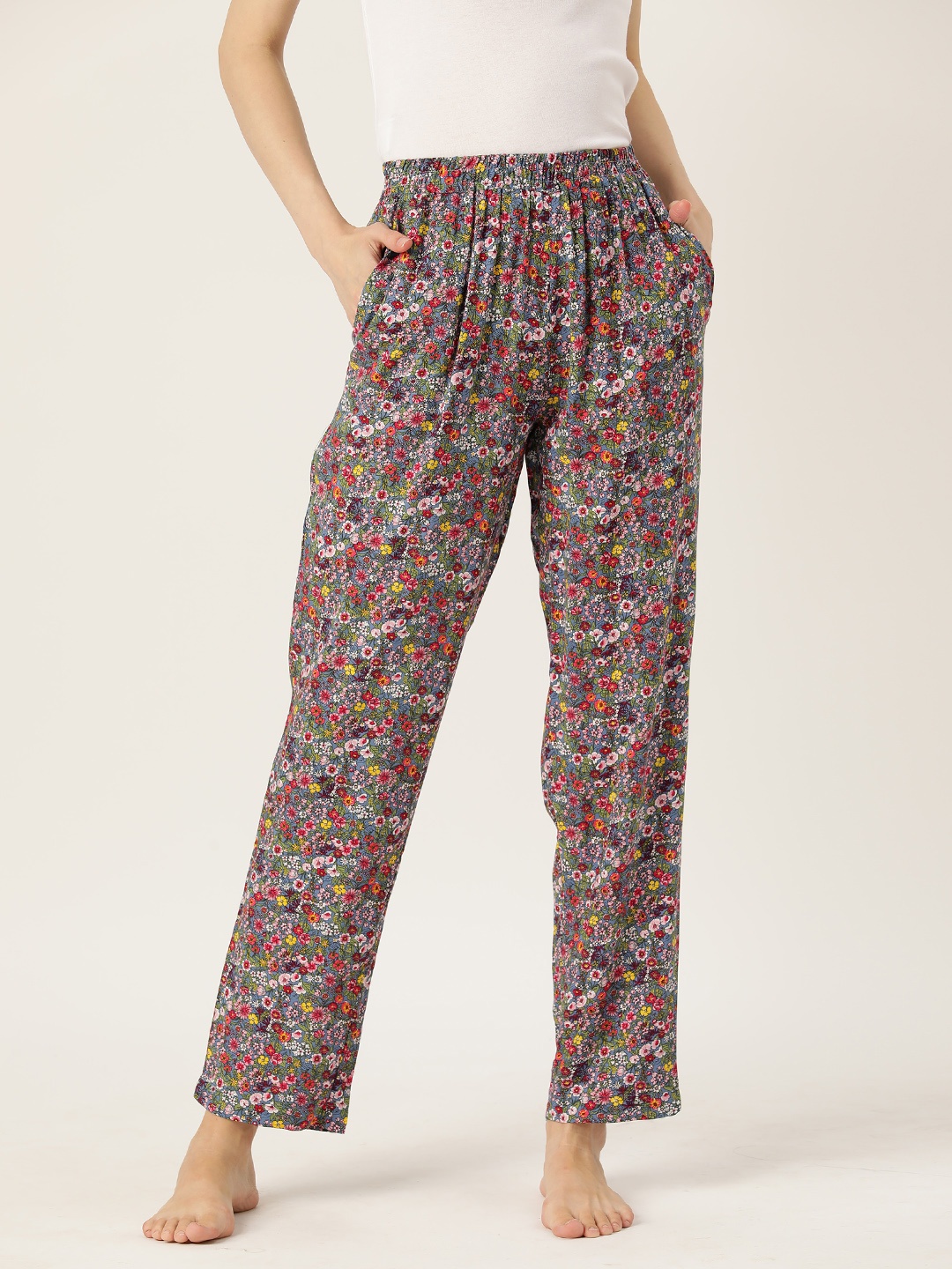 

Rue Collection Floral Printed Pure Cotton Lounge Pants, Multi