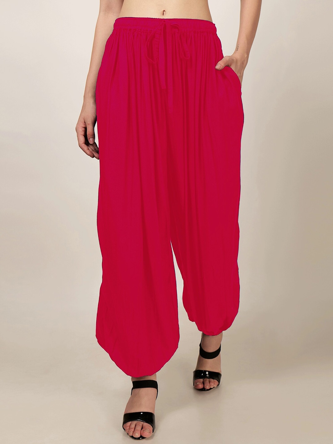 

PATRORNA Mid Rise Loose Fit Harem Pants, Pink