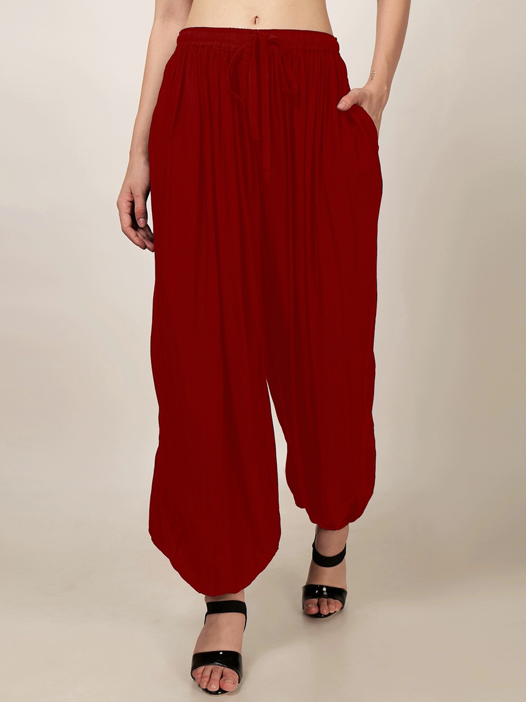 

PATRORNA Mid Rise Loose Fit Harem Pants, Maroon