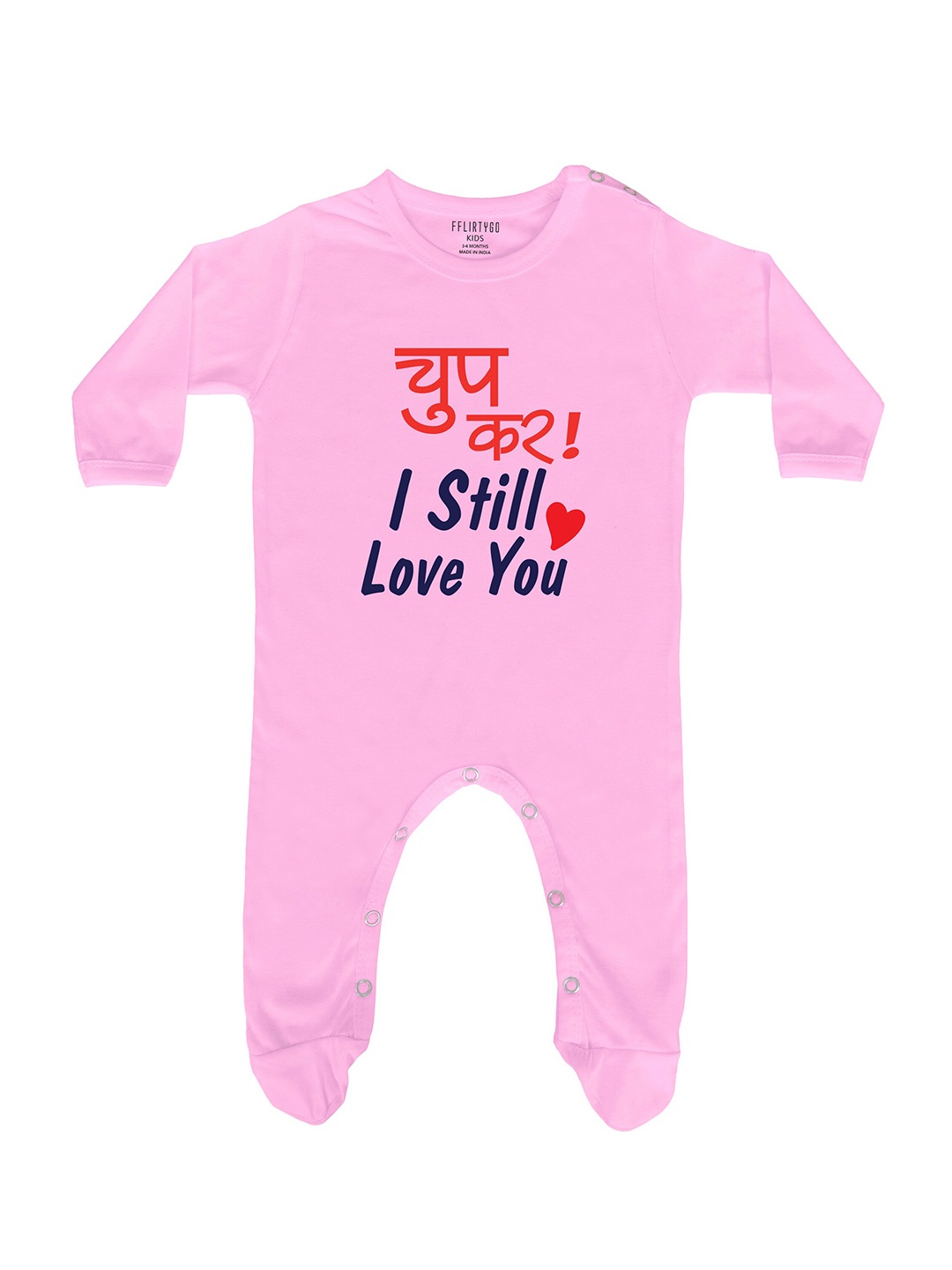 

FFLIRTYGO Infants Kids Typography Printed Cotton Sleepsuit, Pink