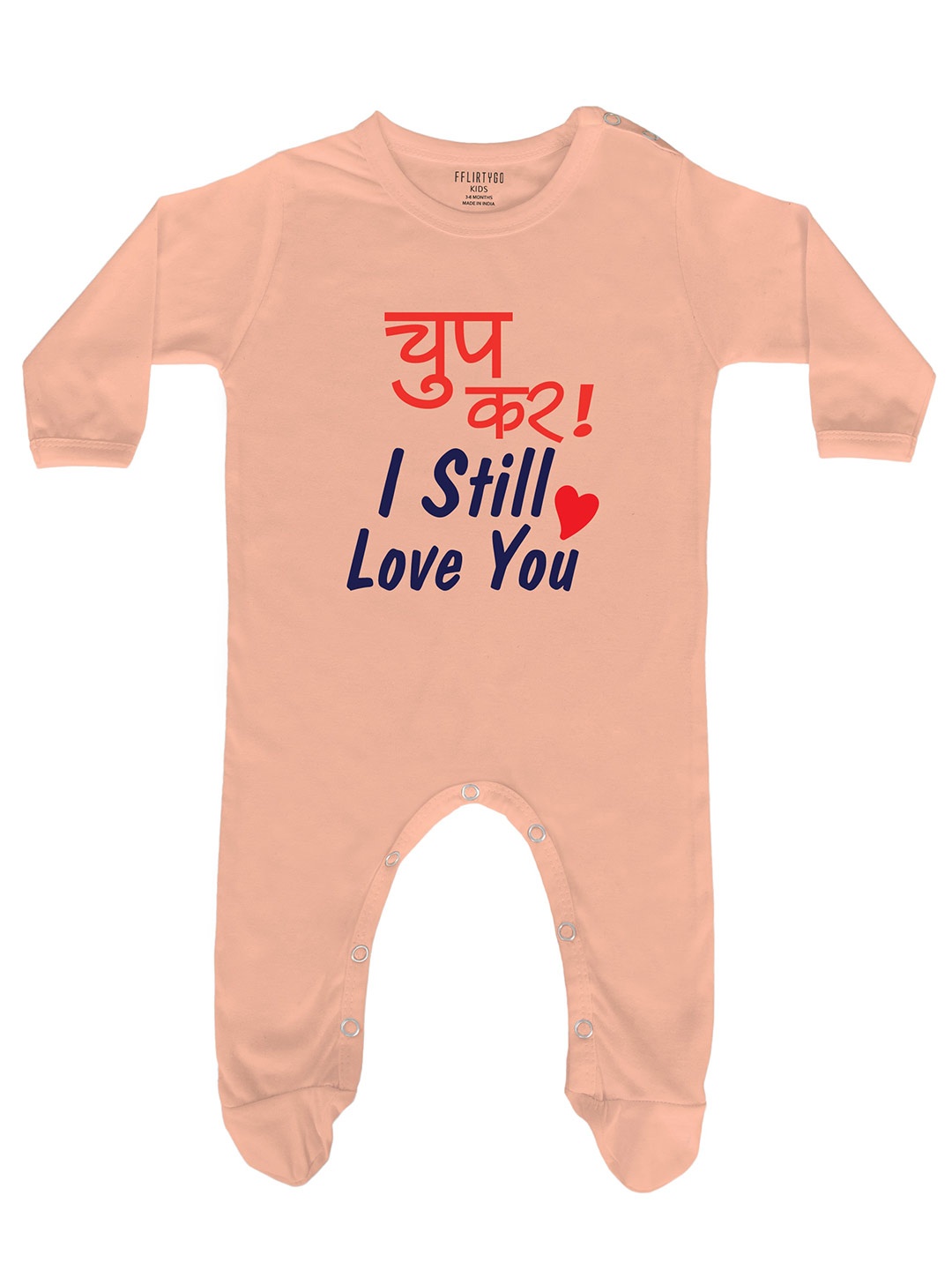 

FFLIRTYGO Infant Kids Printed Soft Cotton Pure Cotton Sleepsuits, Peach